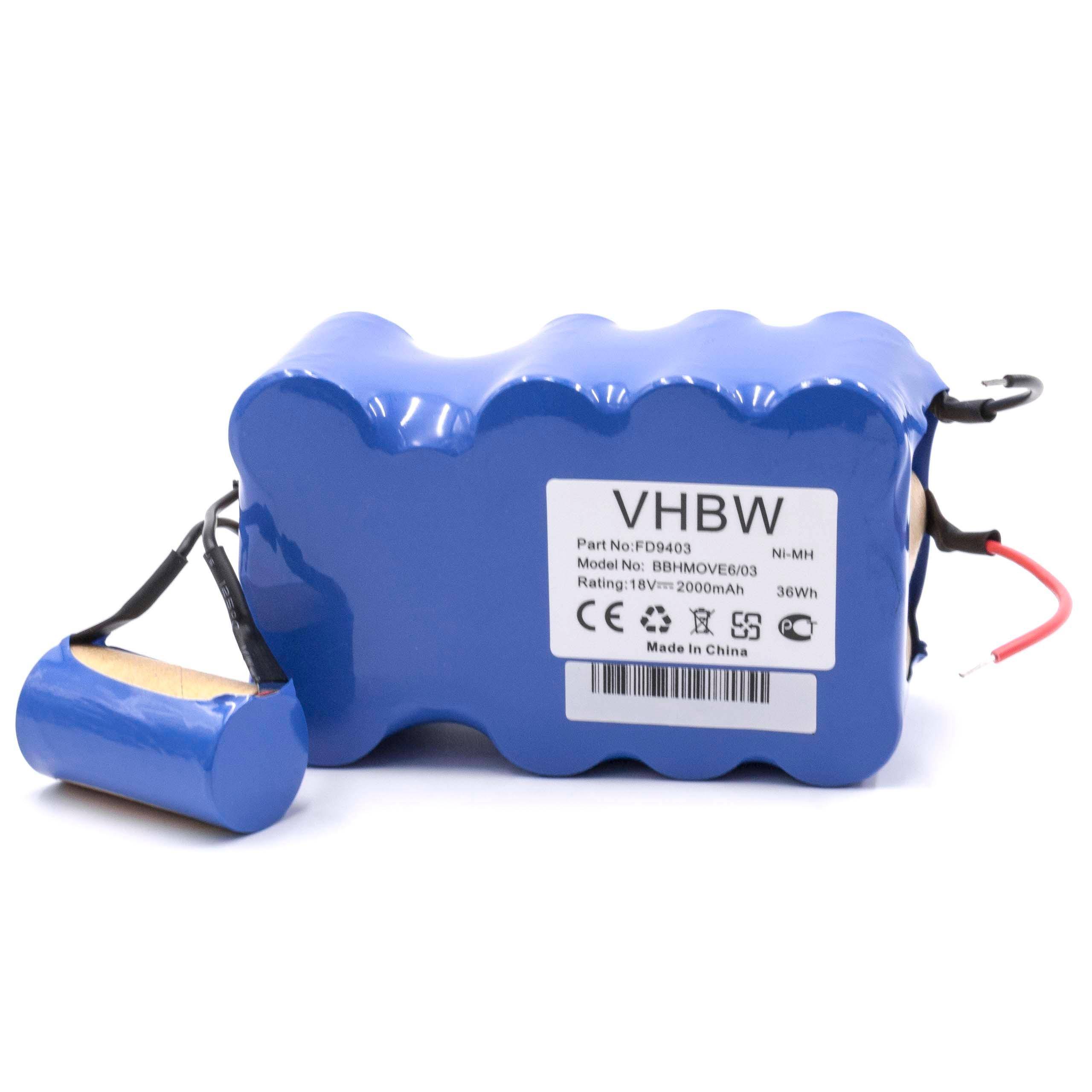 vhbw Akku kompatibel mit Bosch BBHM1CMGB/01, BBHMOVE4/02, BBHMOVE4/01, BBHMOVE4AU/03, BBHMOVE4/03, BBHMove4 Staubsauger (2000 mAh, 18 V, NiMH)