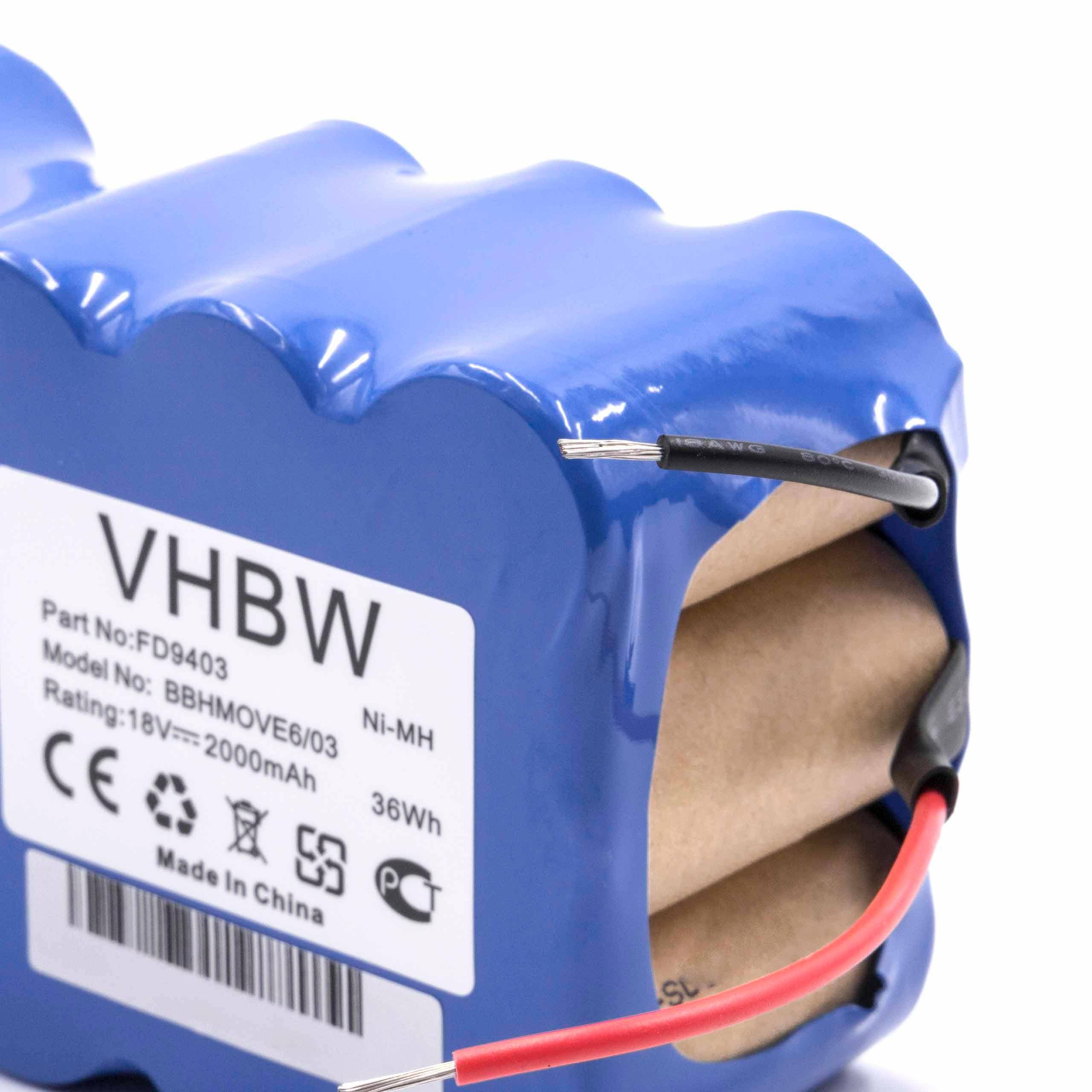 vhbw Akku kompatibel mit Bosch BBHMOVE6/04, BBHMove6/03, BBHMOVE6N/01, BBHMOVE6/02 Staubsauger (2000 mAh, 18 V, NiMH)