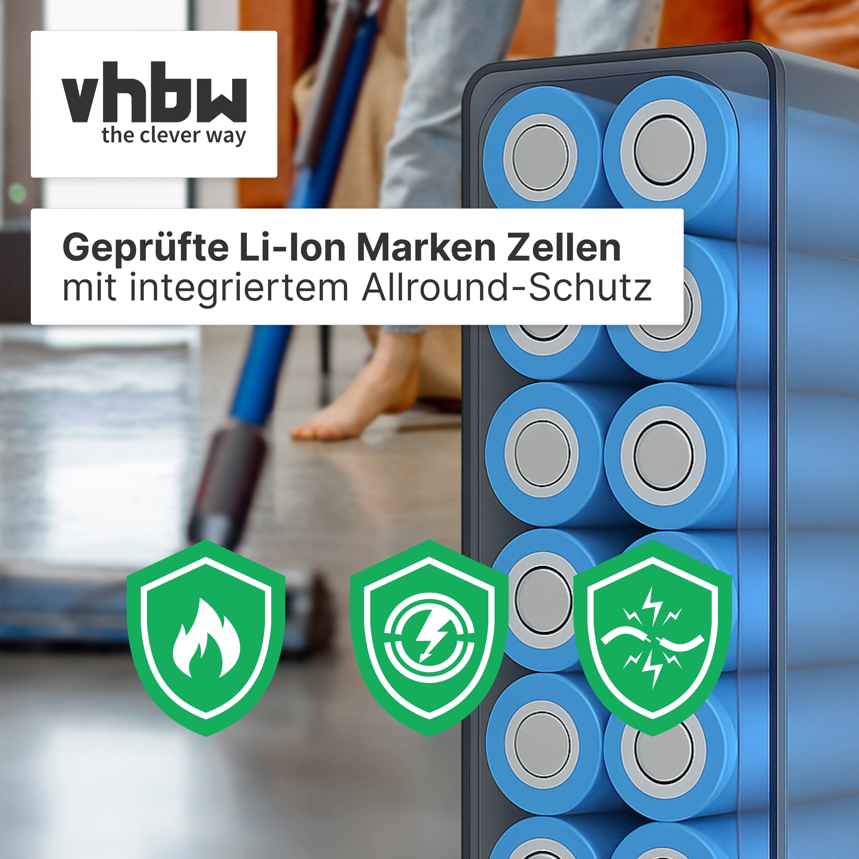 vhbw Akku kompatibel mit Dyson SV35 Staubsauger Grau (2500 mAh, 25,2 V, Li-Ion)