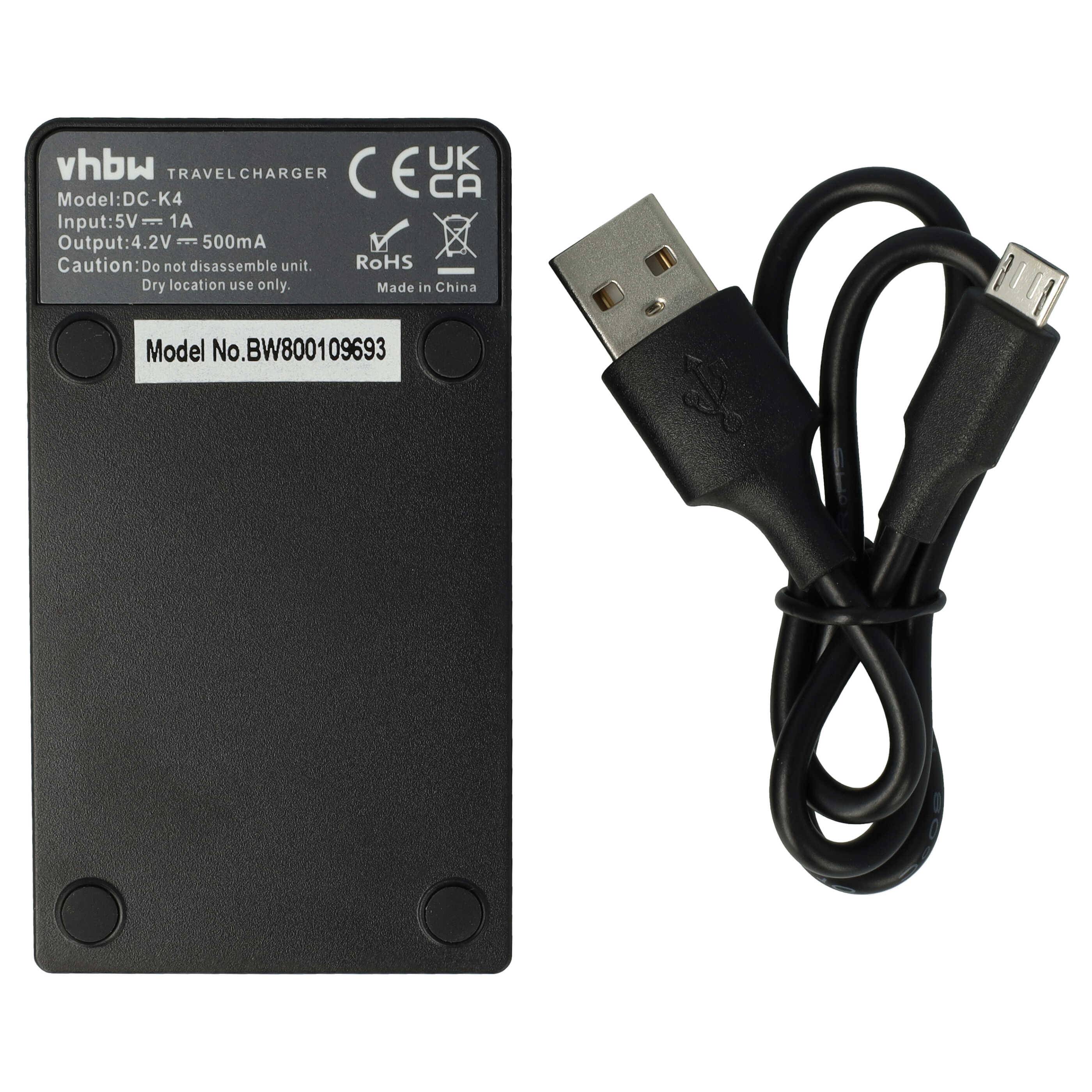 vhbw USB Ladegerät kompatibel mit Olympus Mju 1010, 1020, 1030SW, 740, 750, 760, 9000, 9010 Kamera Camcorder-Akku - Ladeschale, Ladekontrollanzeige