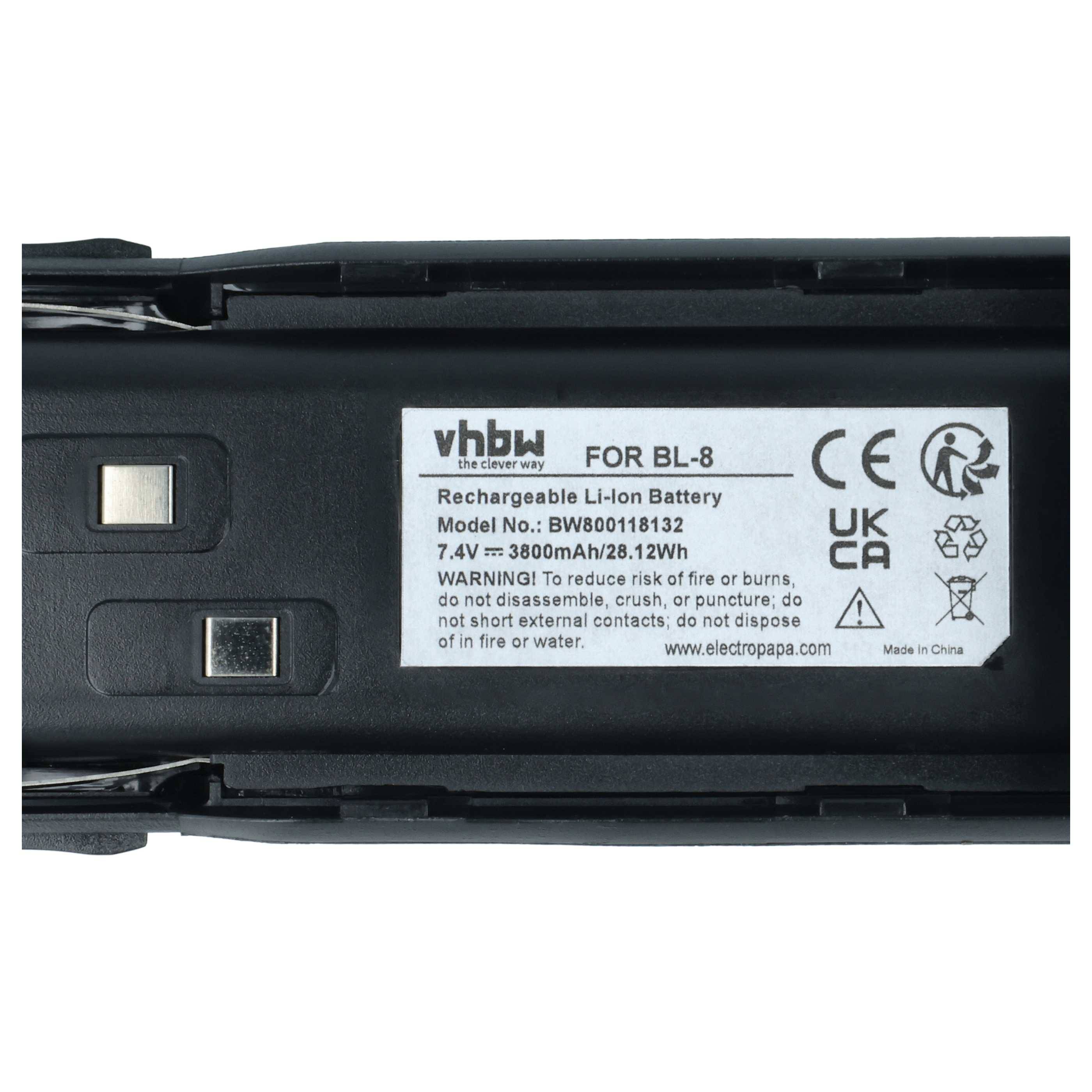 vhbw Akku kompatibel mit Baofeng UV-98D | UV-Q5 Funkgerät, Walkie Talkie (3800 mAh, 7,4 V, Li-Ion)