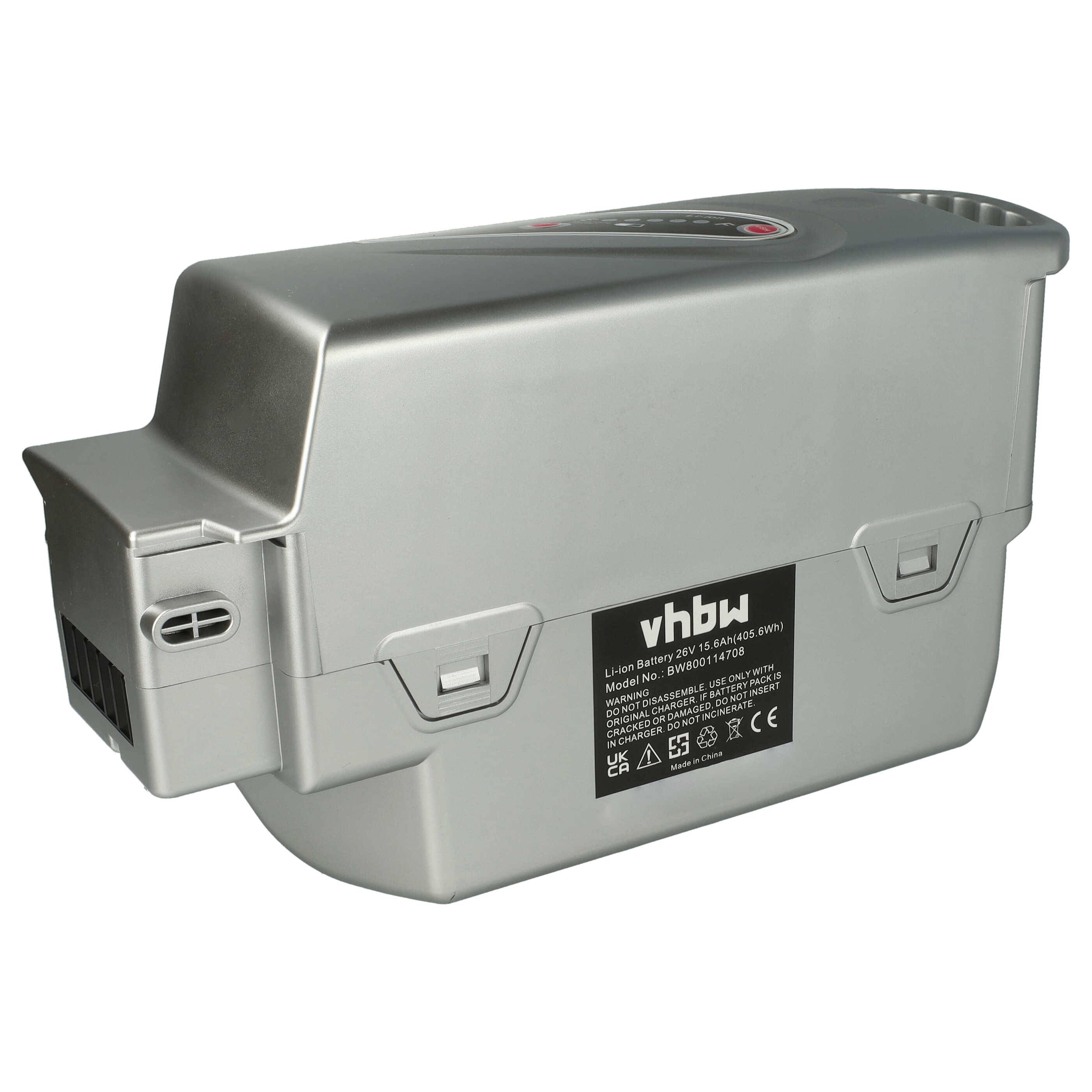 vhbw Akku kompatibel mit Kalkhoff Pro Connect S 10, C9, C Disc 11, 10DL | für C 8 Nexus, C 8 Disc E-Bike (15,6 Ah, 26 V, Li-Ion) - Silber