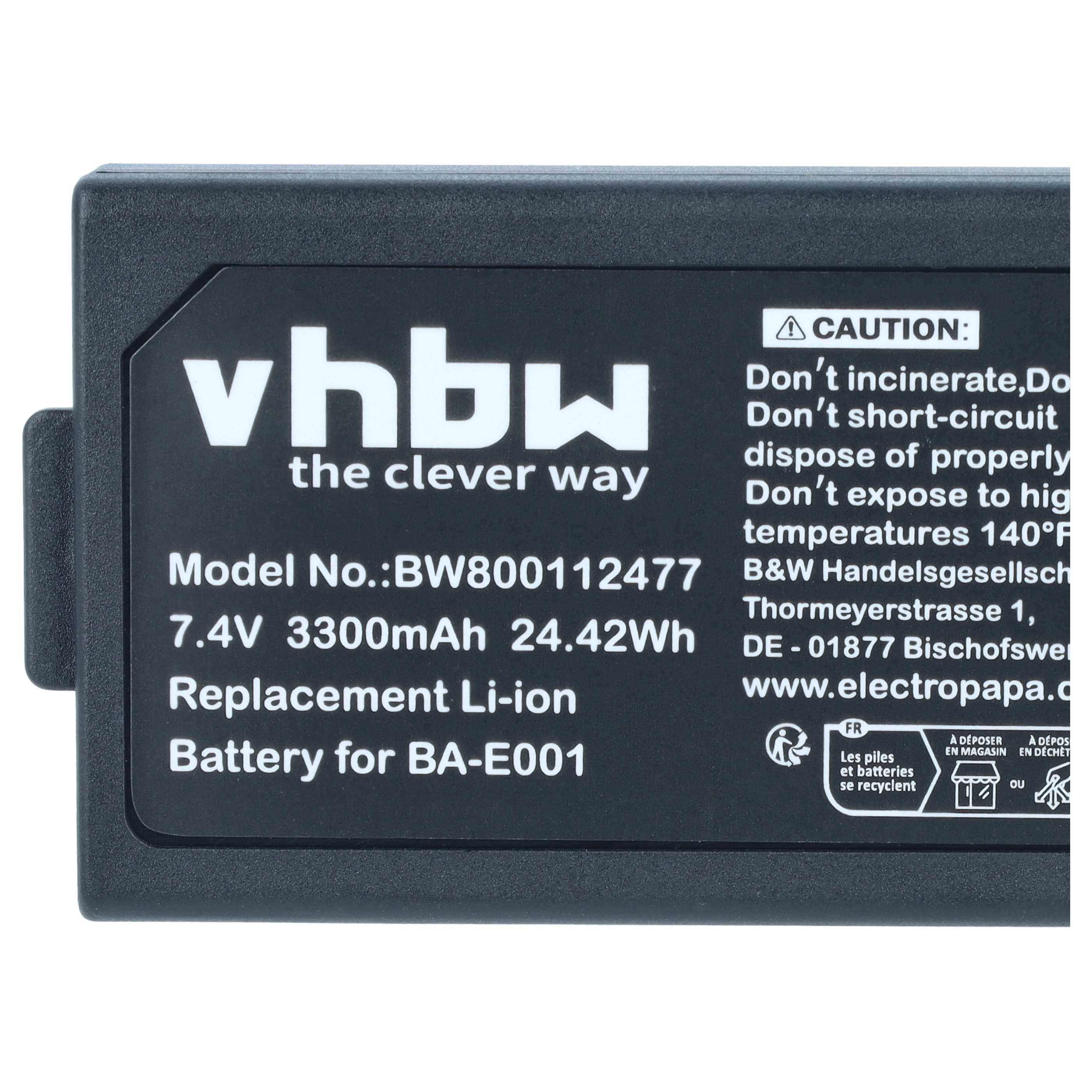 Schwarzer vhbw Ersatz-Lithium-Ionen-Akku mit der Bezeichnung 