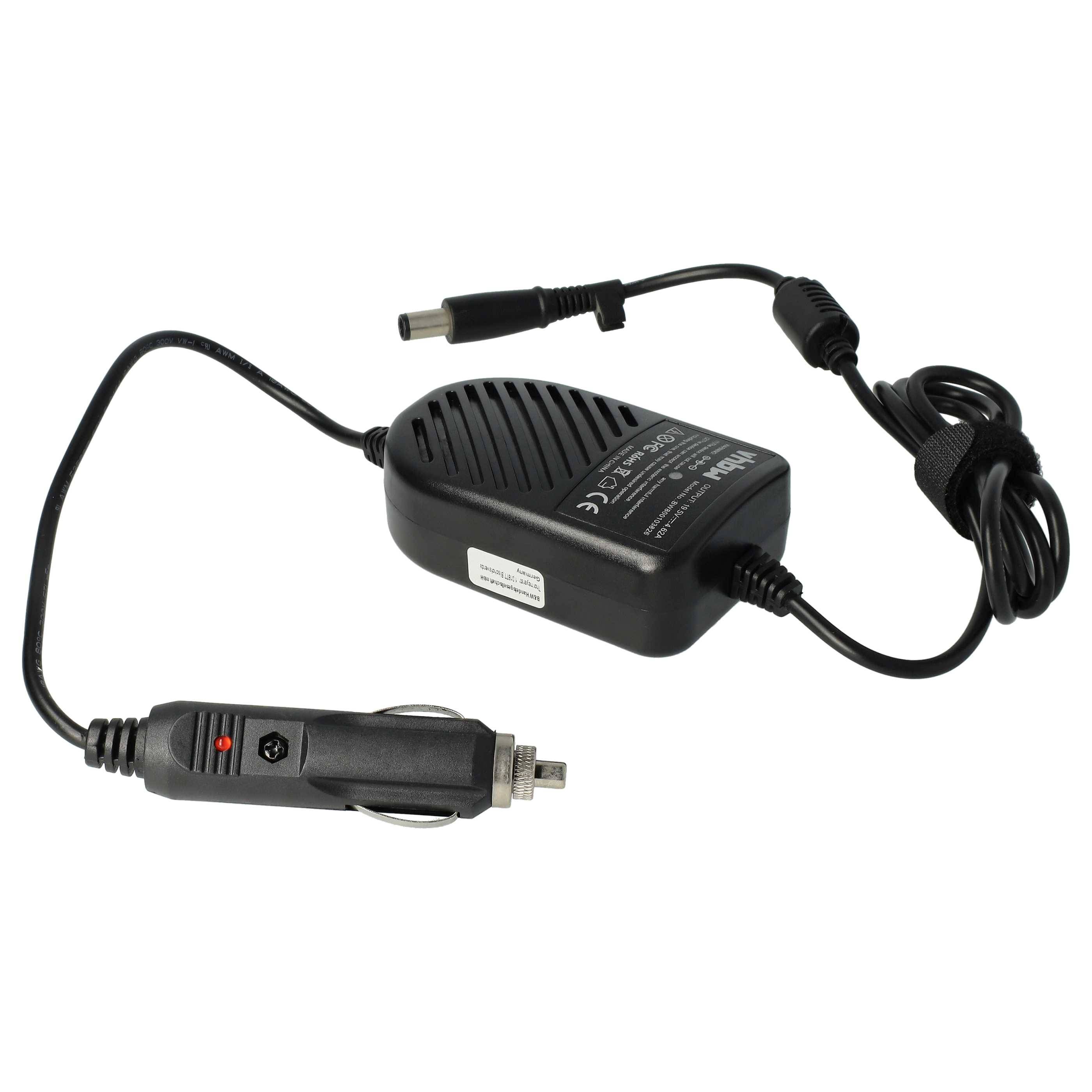 vhbw KFZ-Ladekabel Ersatz für Dell 0RM805, 0F266, 310-2862, 0RM809, 09T215, 02H098 für Notebook - 12V Ladegerät Schwarz 4.62 A