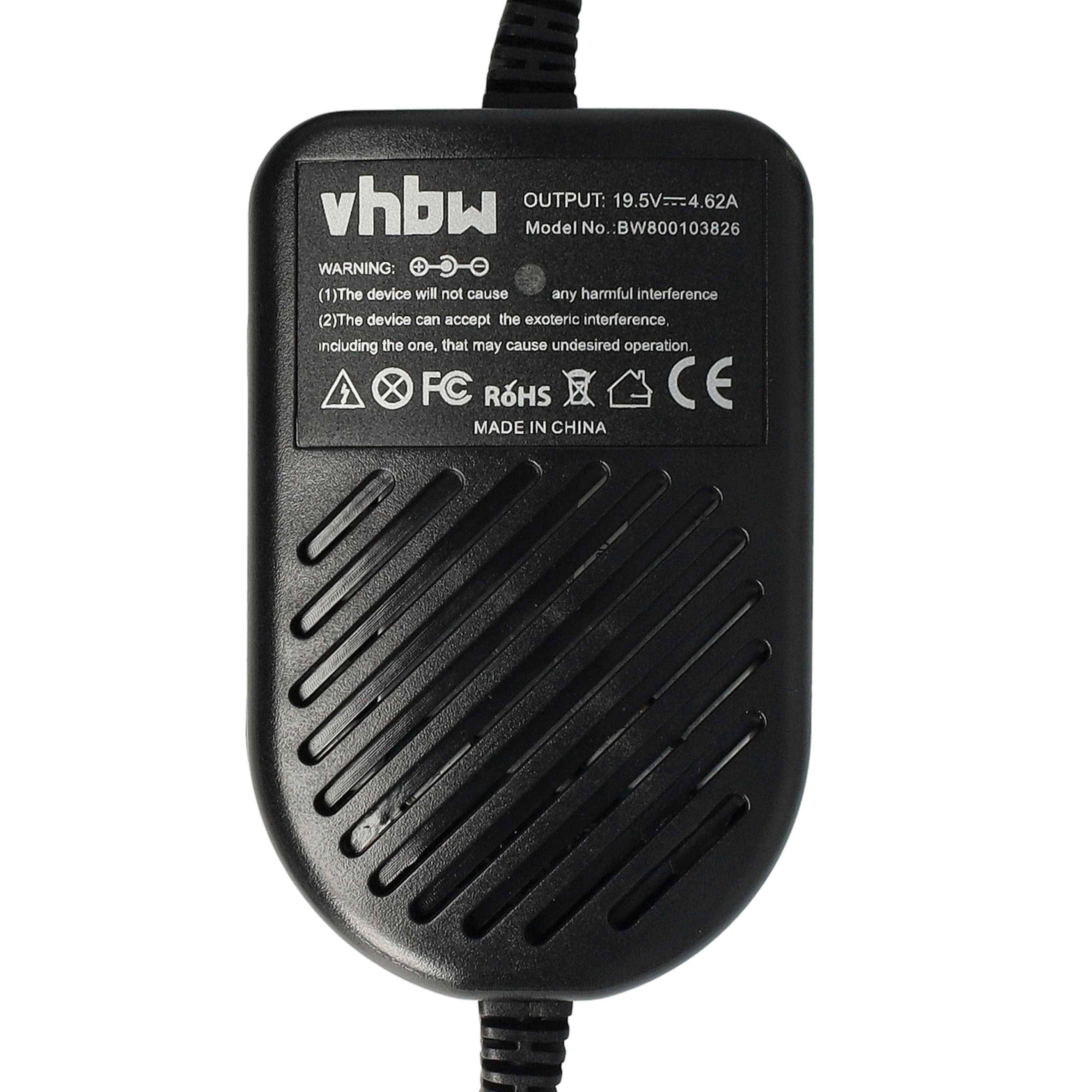 vhbw KFZ-Ladekabel kompatibel mit Dell Vostro 1500, 1710, 1700, 1510, 1310, 1720, 1000, 1400 Notebook - 12V Ladegerät Schwarz 4.62 A