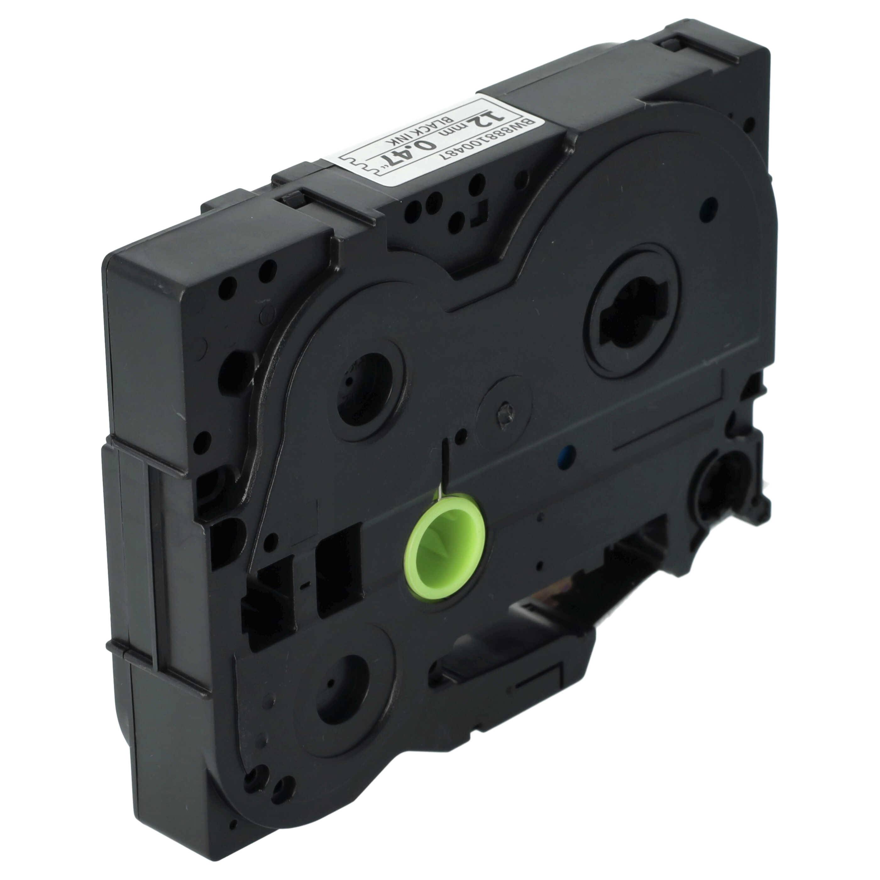 vhbw Schriftband-Kassette Textil kompatibel mit Brother PT 1000, 1000F, 1000BTS, 1005F, 1005, 1005BTS Etiketten-Drucker 4m x 12mm Schwarz auf Weiß