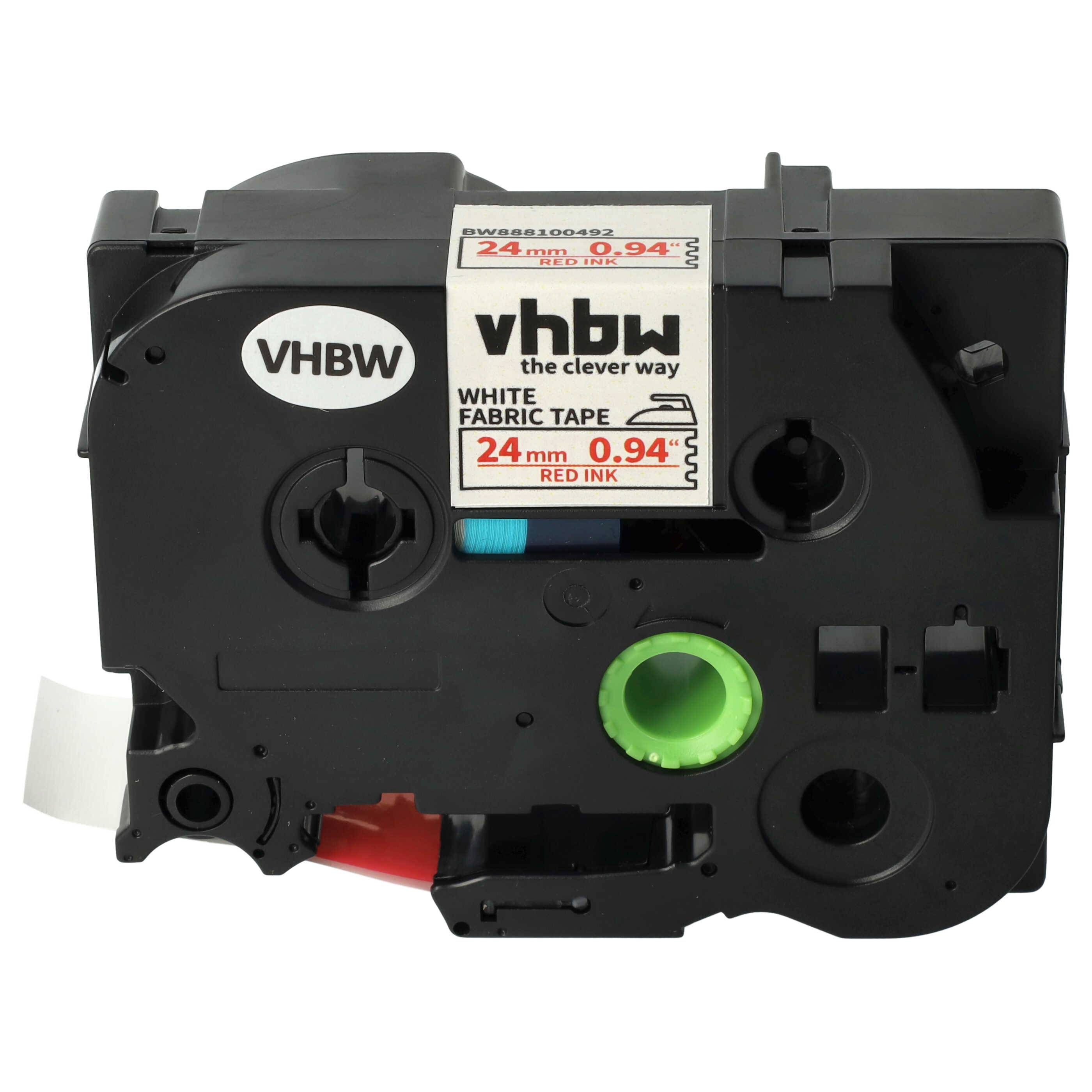 vhbw Schriftband-Kassette kompatibel mit Brother PT D600, D600VP, E500, D800W, E500VP Etiketten-Drucker 3m x 24mm Rot auf Weiß, Aufbügelband