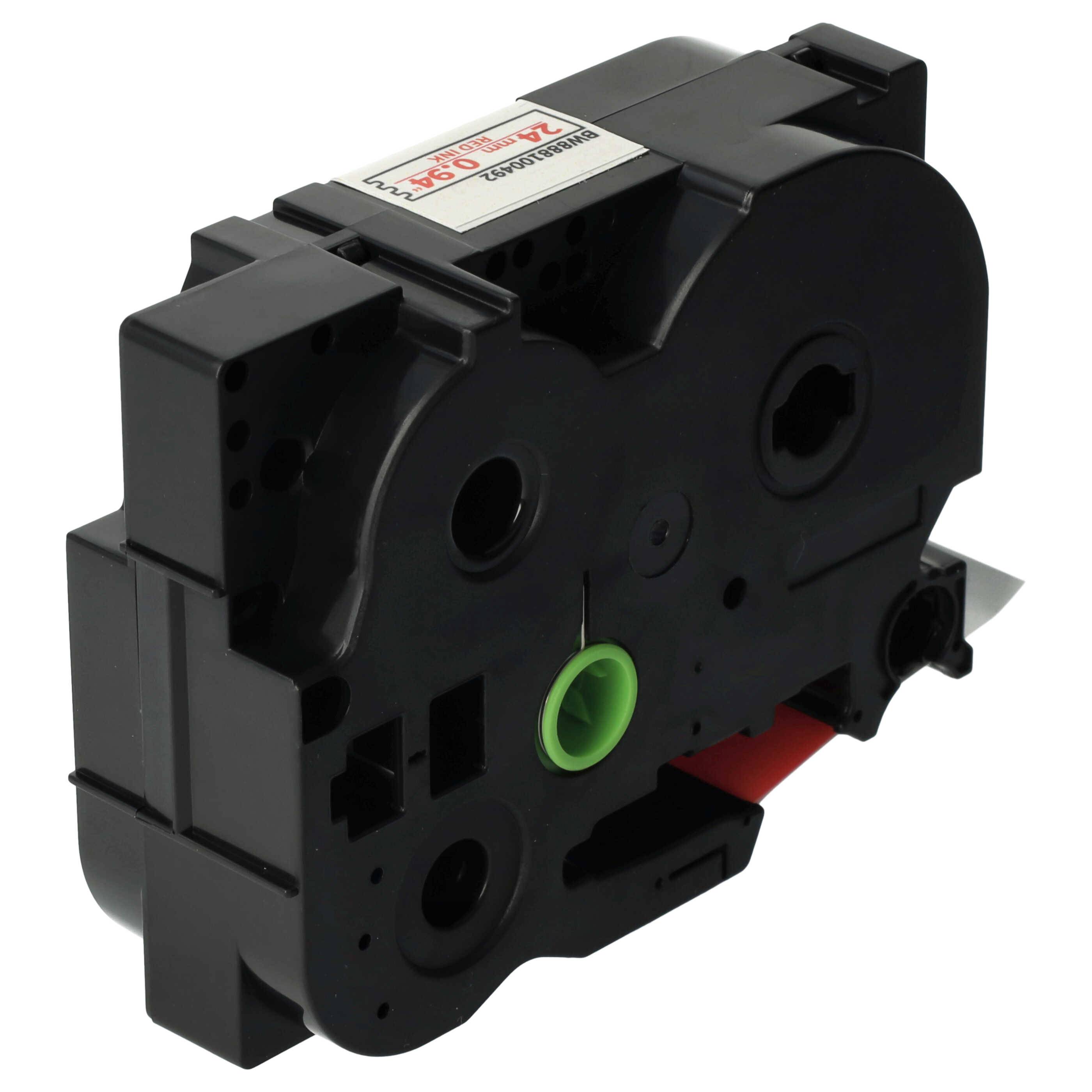 vhbw Schriftband-Kassette kompatibel mit Brother PT H500LI, H500, E550W, E550WVP, E800W Etiketten-Drucker 3m x 24mm Rot auf Weiß, Aufbügelband