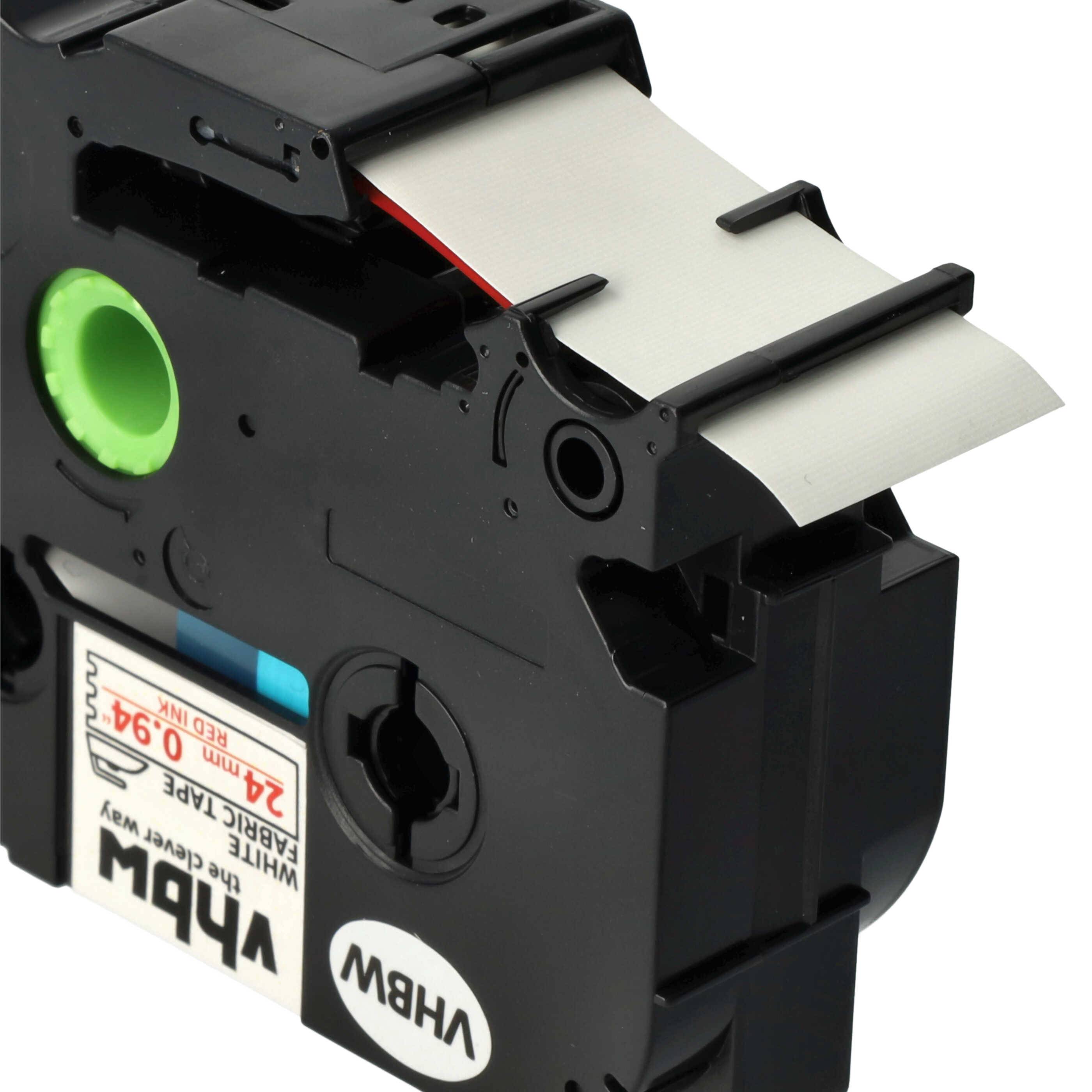 vhbw Schriftband-Kassette kompatibel mit Brother PT P750TDI, P700, P750, P750W, P900 Etiketten-Drucker 3m x 24mm Rot auf Weiß, Aufbügelband