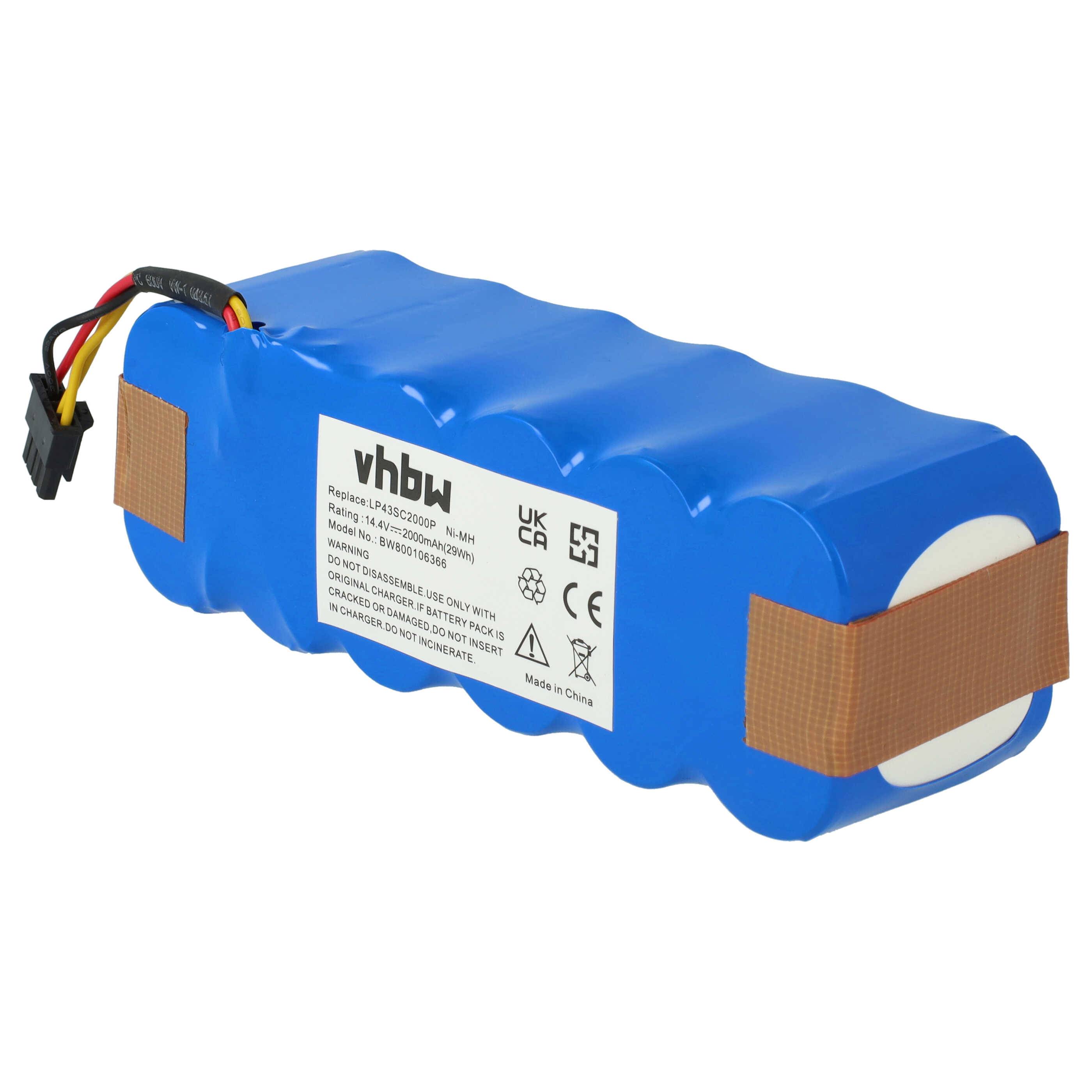 vhbw Akku Ersatz für LP43SC2000P für Profimaster Robot 2712 | Ariete Briciola 2711, 2712, 2713, 2717, Evolution 2.0 Saugroboter (2000mAh, 14.4V, Ni-