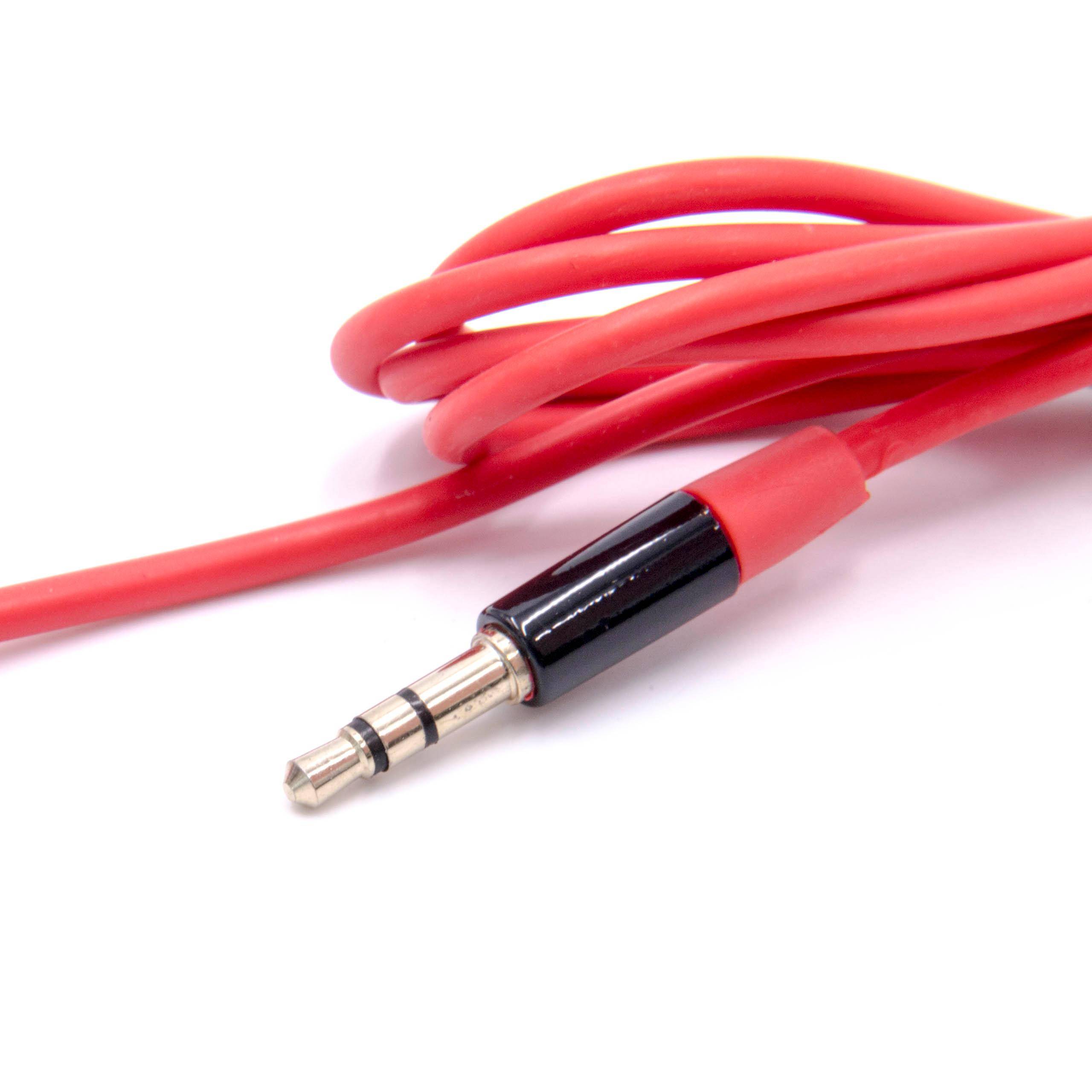 vhbw Audio AUX Kabel Ersatz für Beats by Dr. Dre MHE12G/A für Kopfhörer - Audiokabel 3,5 mm Klinkenstecker, Mikrofon Rot