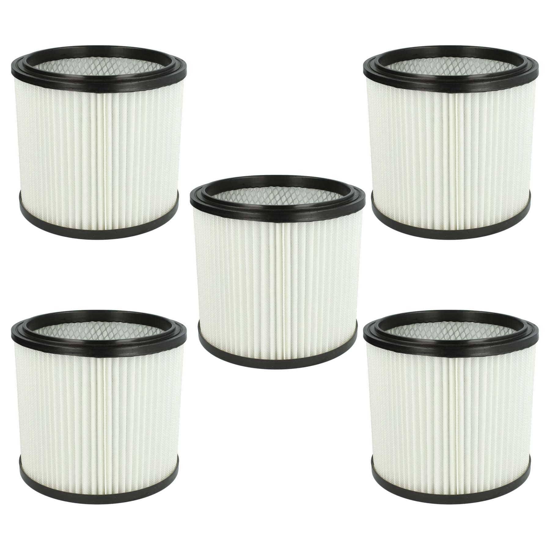 vhbw 5x Faltenfilter kompatibel mit Aldi Workzone Nass- und Trockensauger Staubsauger - Filter, Patronenfilter, weiß