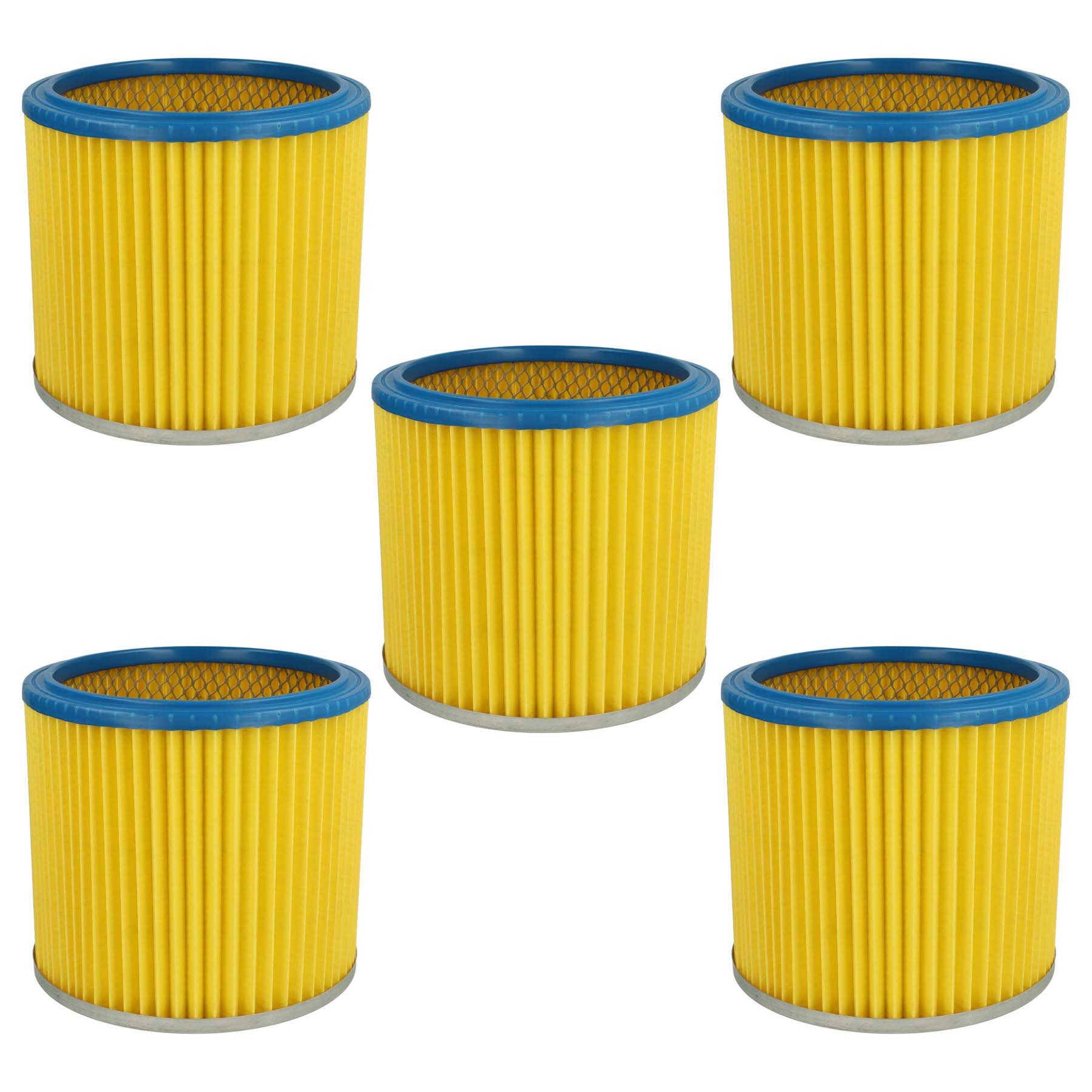 vhbw 5x Faltenfilter kompatibel mit Aqua Vac NTS 30, NTP 20, , NTS 20, NTP 30, Herkules 4000 Staubsauger - Patronenfilter, Blau Gelb
