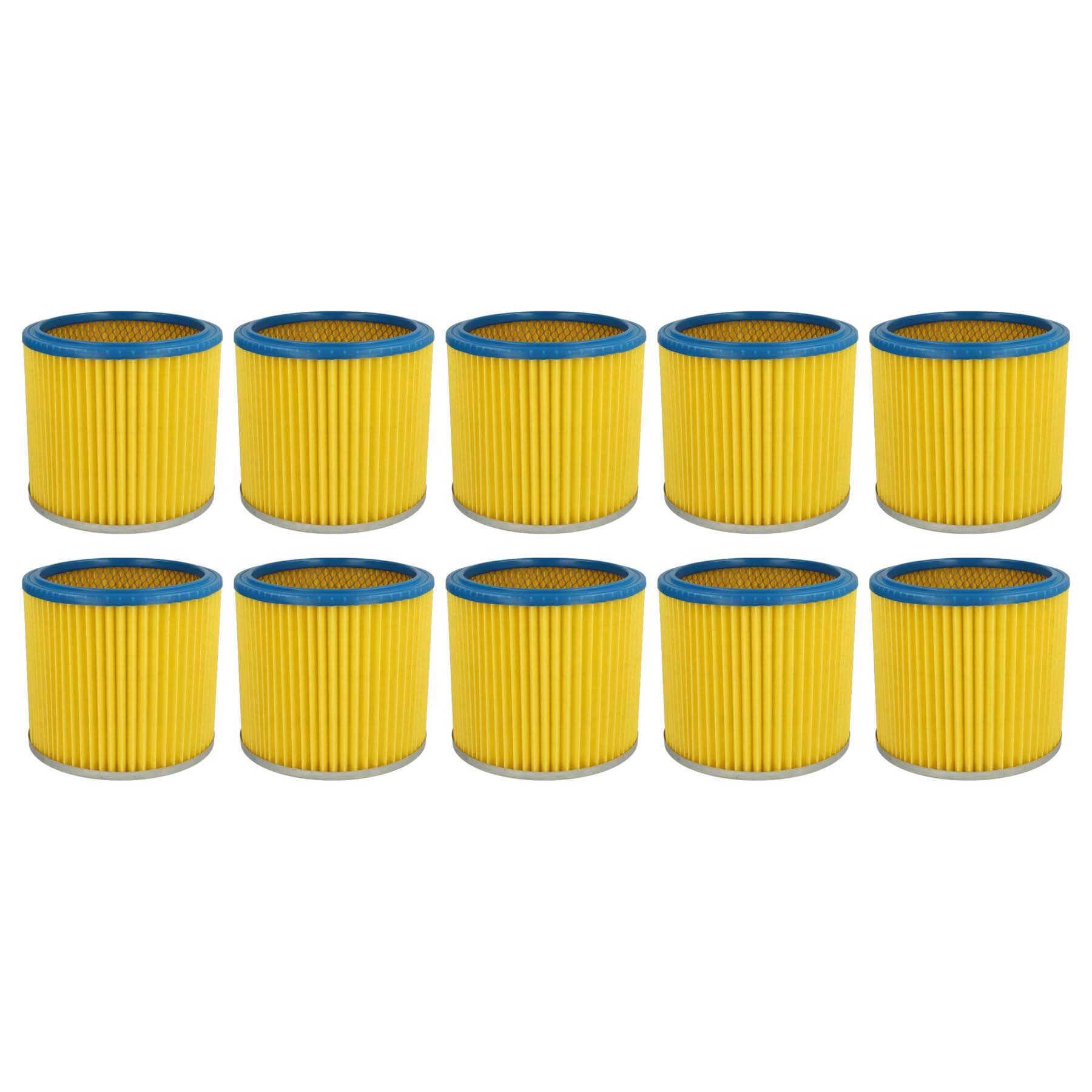 vhbw 10x Faltenfilter kompatibel mit Güde NTS 1250 K Staubsauger - Filter, Patronenfilter, blau gelb