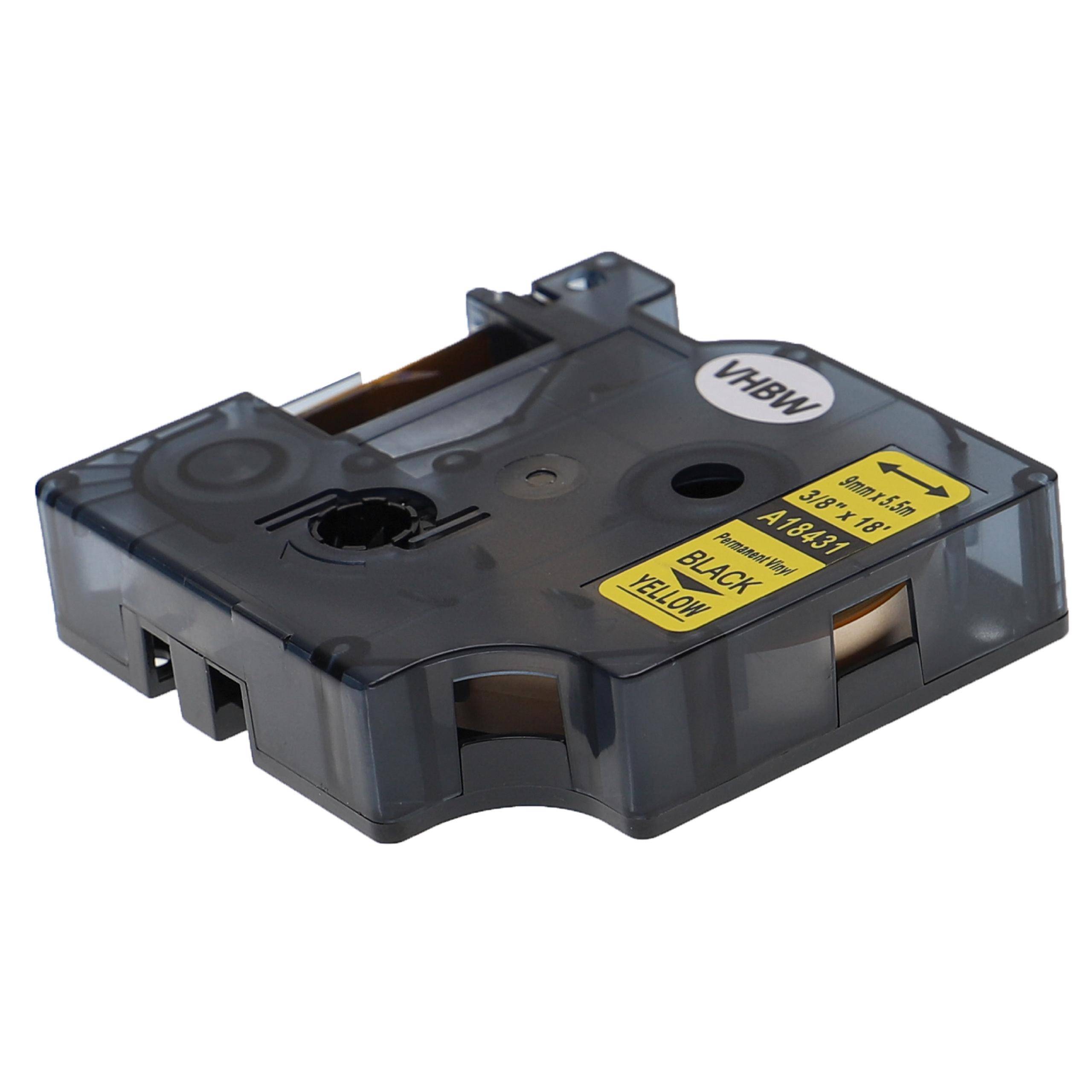vhbw Schriftband-Kassette kompatibel mit Dymo LabelWriter 450 Duo | LabelManager Etiketten-Drucker 5m x 9mm Schwarz auf Gelb