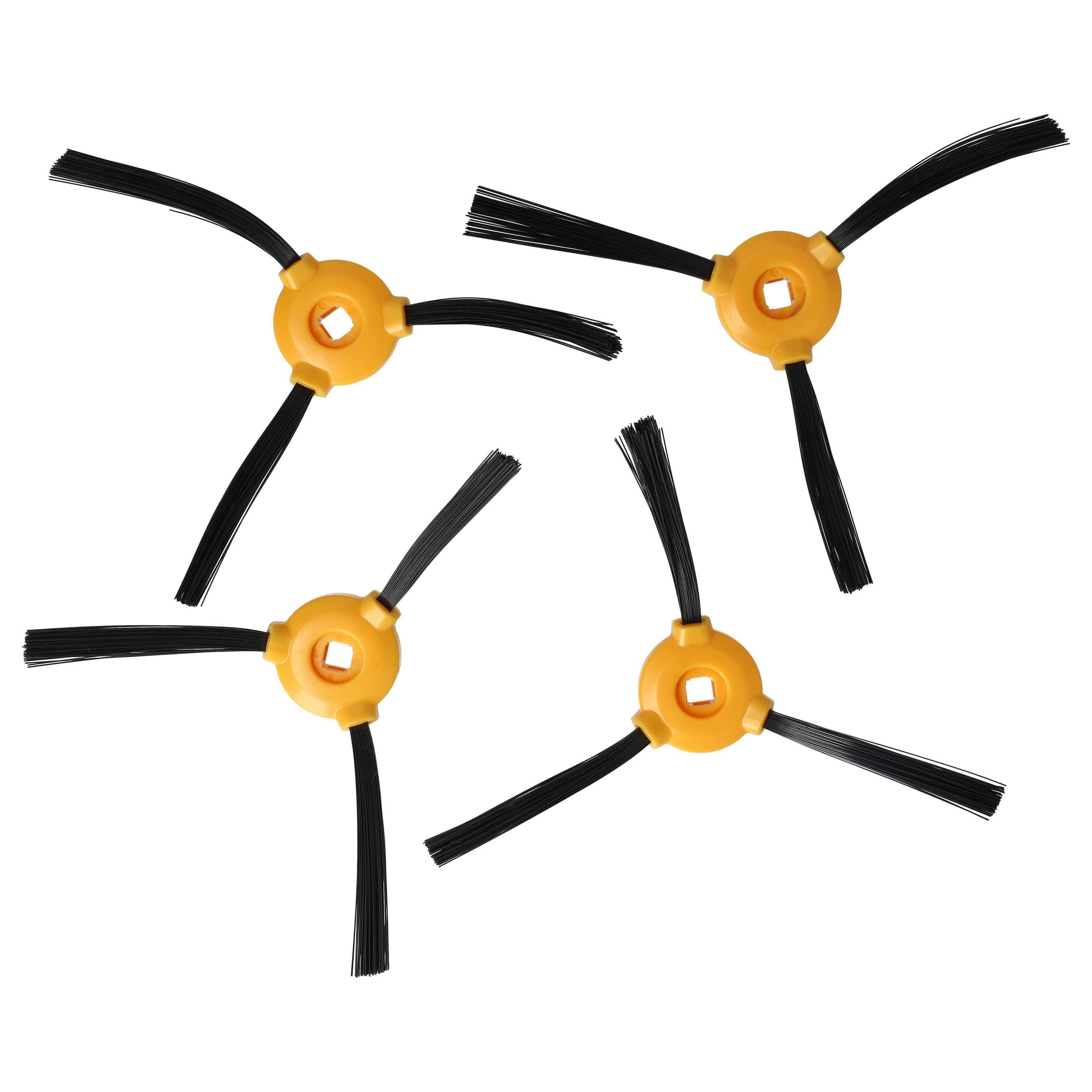 vhbw 4x Seitenbürste Ersatz für Eufy T0903071 für Saugroboter - Reinigungsbürsten Set, schwarz / orange