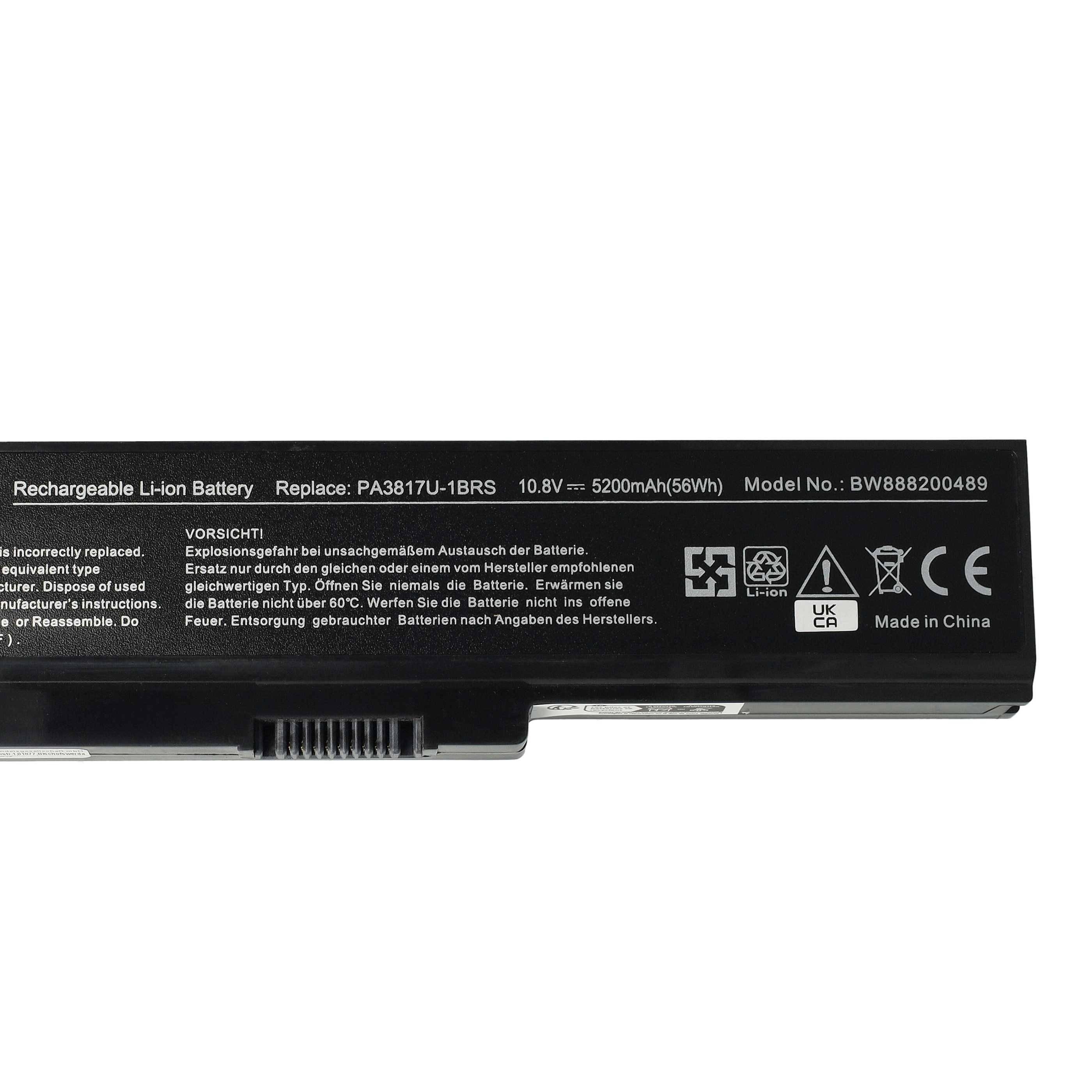 vhbw Akku kompatibel mit Toshiba Satellite L770D-ST4N01, L770D-BT5N11, L770D-01S, L770D-00Q Notebook (5200 mAh, 10,8 V, Li-Polymer)