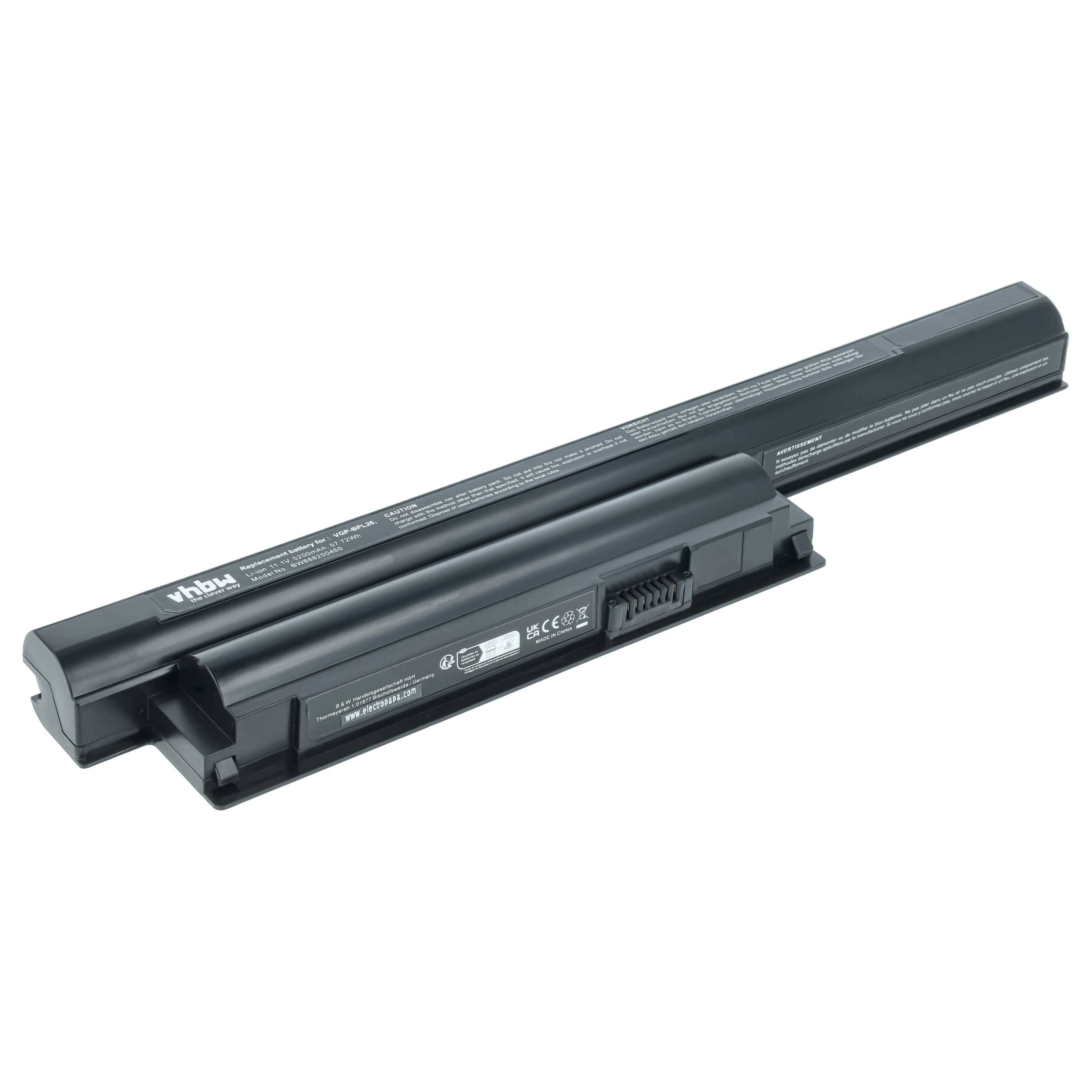 vhbw Akku kompatibel mit Sony Vaio VPC-EH37FG/W, VPC-EH37FX/B, VPC-EH37FX/L, VPC-EH37FX/P Notebook (5200mAh, 11,1V, Li-Polymer)