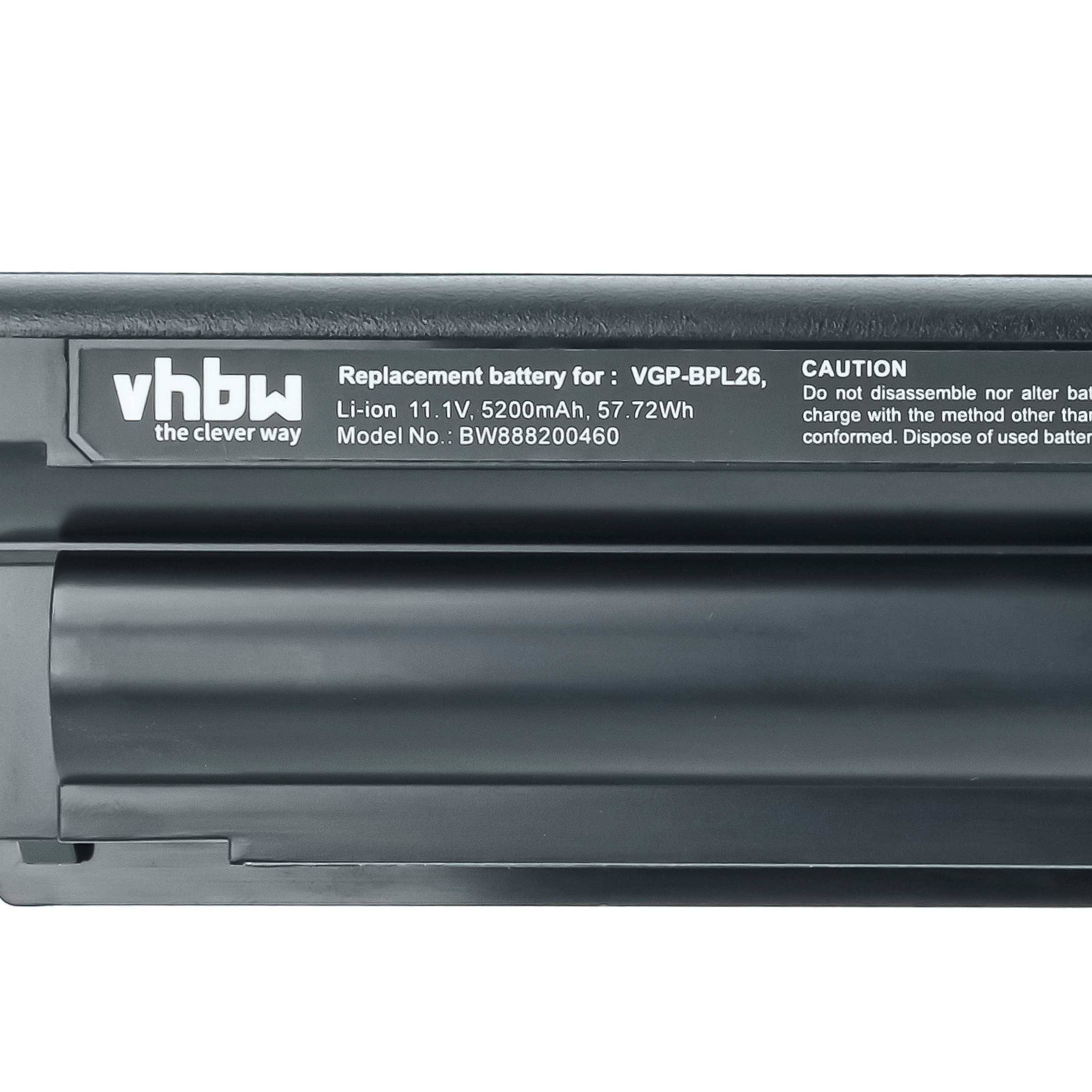 vhbw Akku kompatibel mit Sony Vaio SVE1511AEN, SVE1511AENB, SVE1511AFXS, SVE1511AJ Notebook (5200mAh, 11,1V, Li-Polymer)