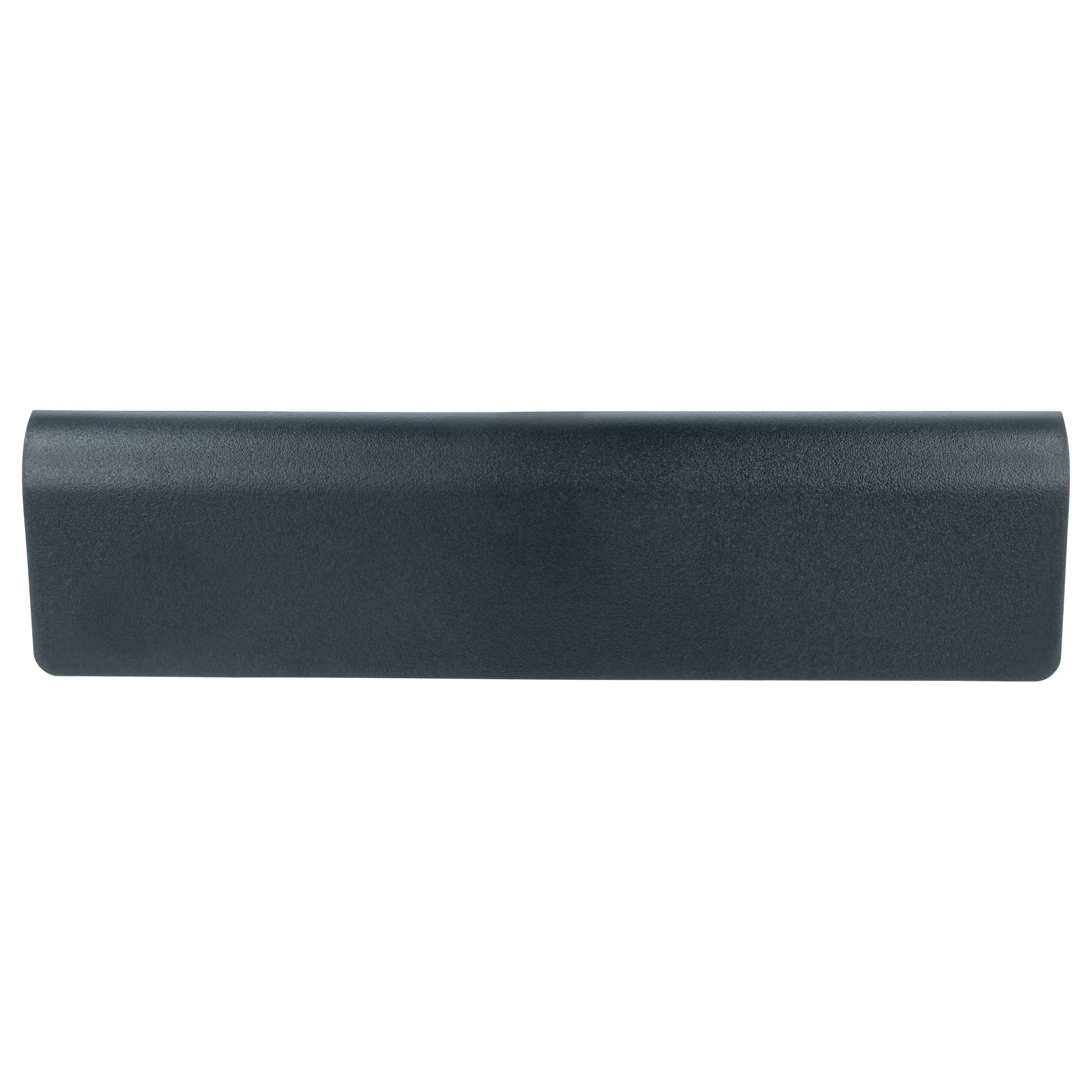 Eine schwarze rechteckige Handgelenkauflage, die für ergonomische Unterstützung entwickelt wurde und Komfort beim Tippen oder bei der Verwendung einer Tastatur bietet.