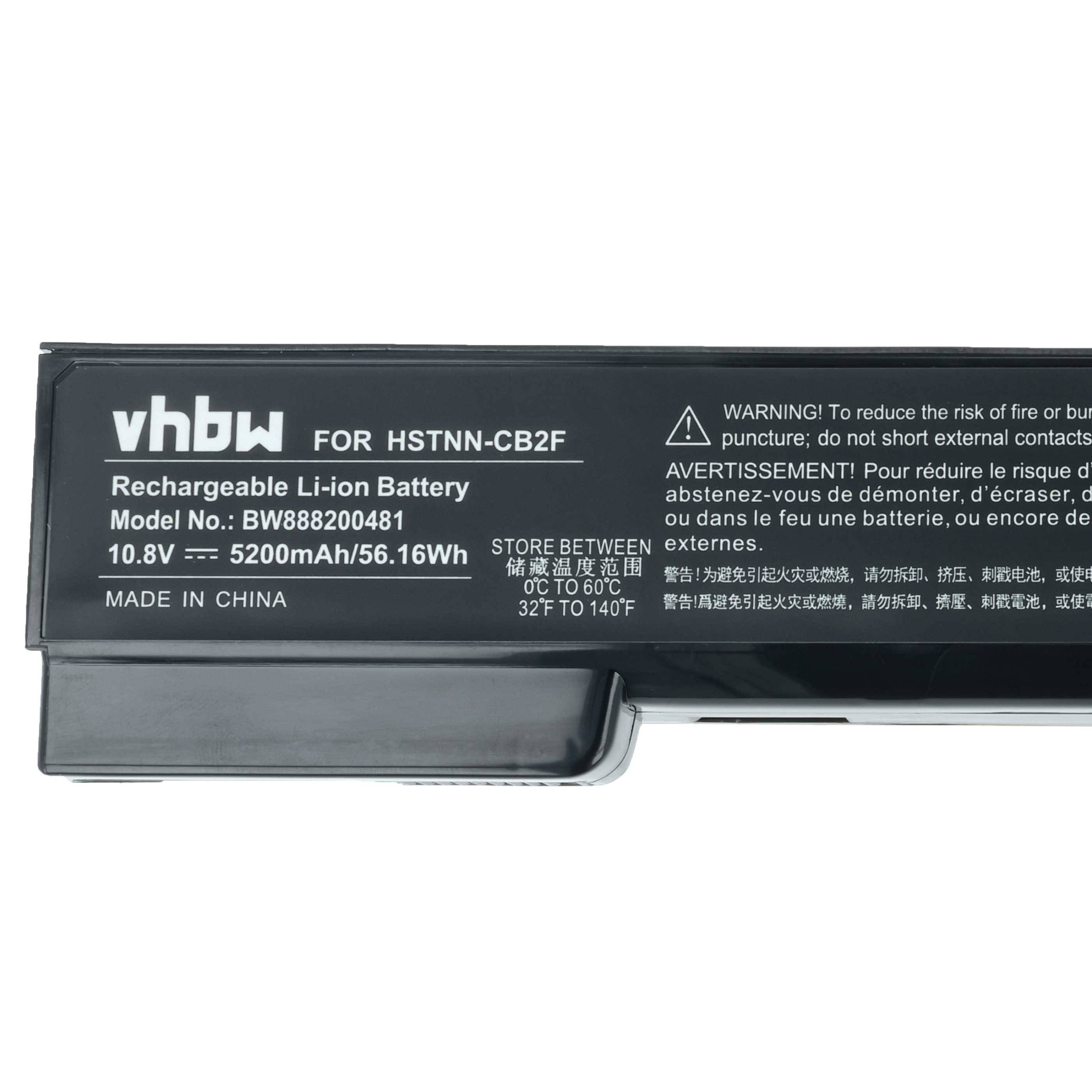 vhbw Akku Ersatz für HP HSTNN-LB2G, HSTNN-LB2H, HSTNN-LB2I, HSTNN-OB2G, HSTNN-OB2H für Notebook (5200mAh, 10,8V, Li-Ion)