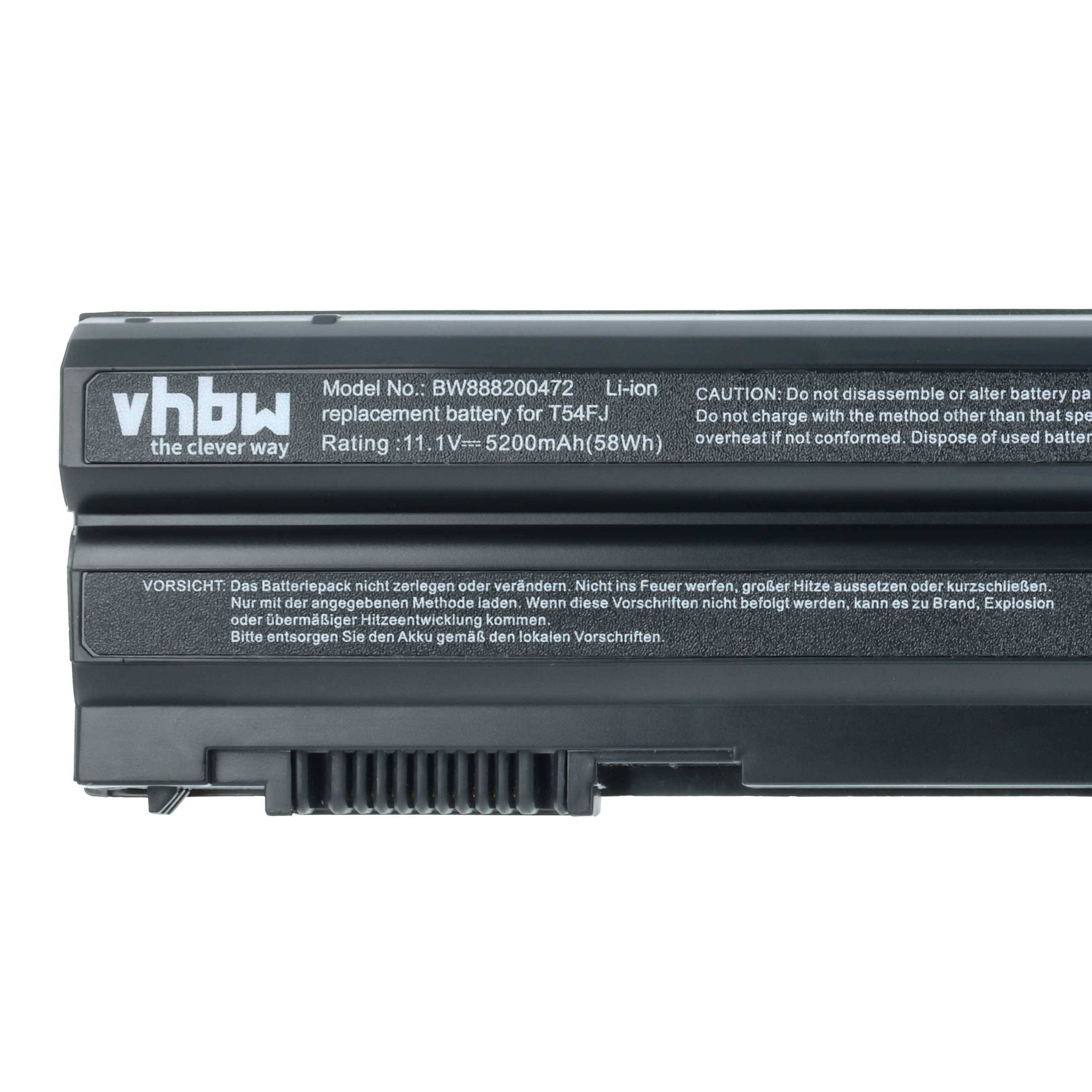 vhbw Ersatzakku für T54F, Modell BBW88200472, 11,1V, 5200mAh (58Wh). Enthält Warnhinweise gegen Zerlegen oder Feuerexposition.