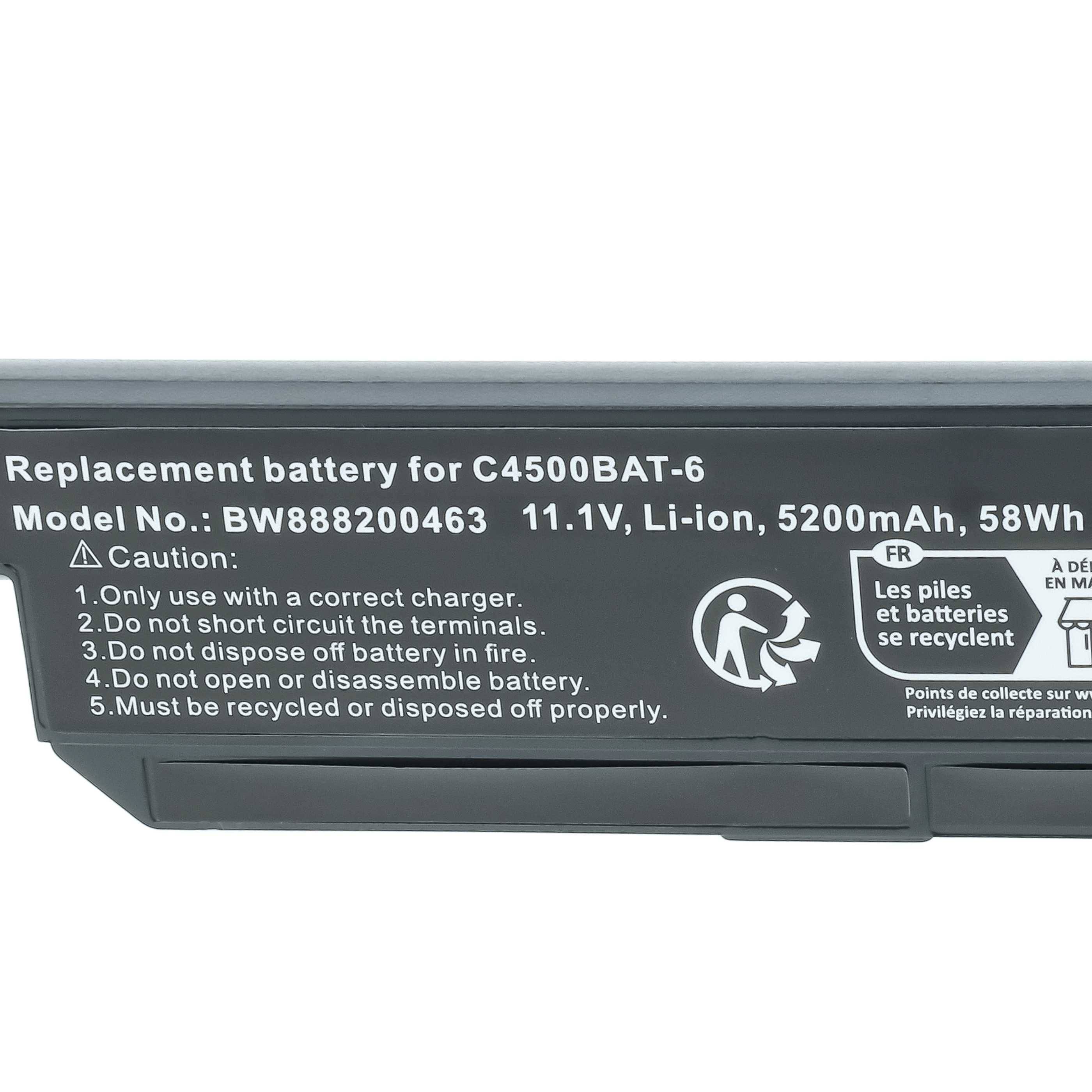 vhbw 1x Akku kompatibel mit Clevo W1x0HNx, W2xxBUx, W25xBWQ, W2xxCU Notebook (5200 mAh, 11,1 V, Li-Ion)