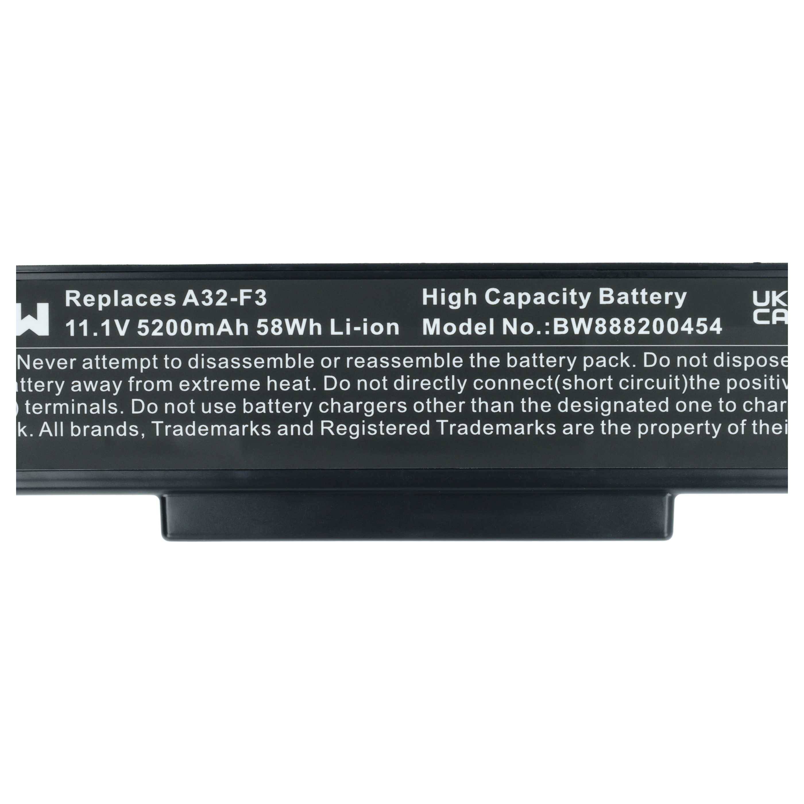 vhbw Akku kompatibel mit Mitac EL80, EL81 Notebook (5200mAh, 11,1V, Li-Polymer)