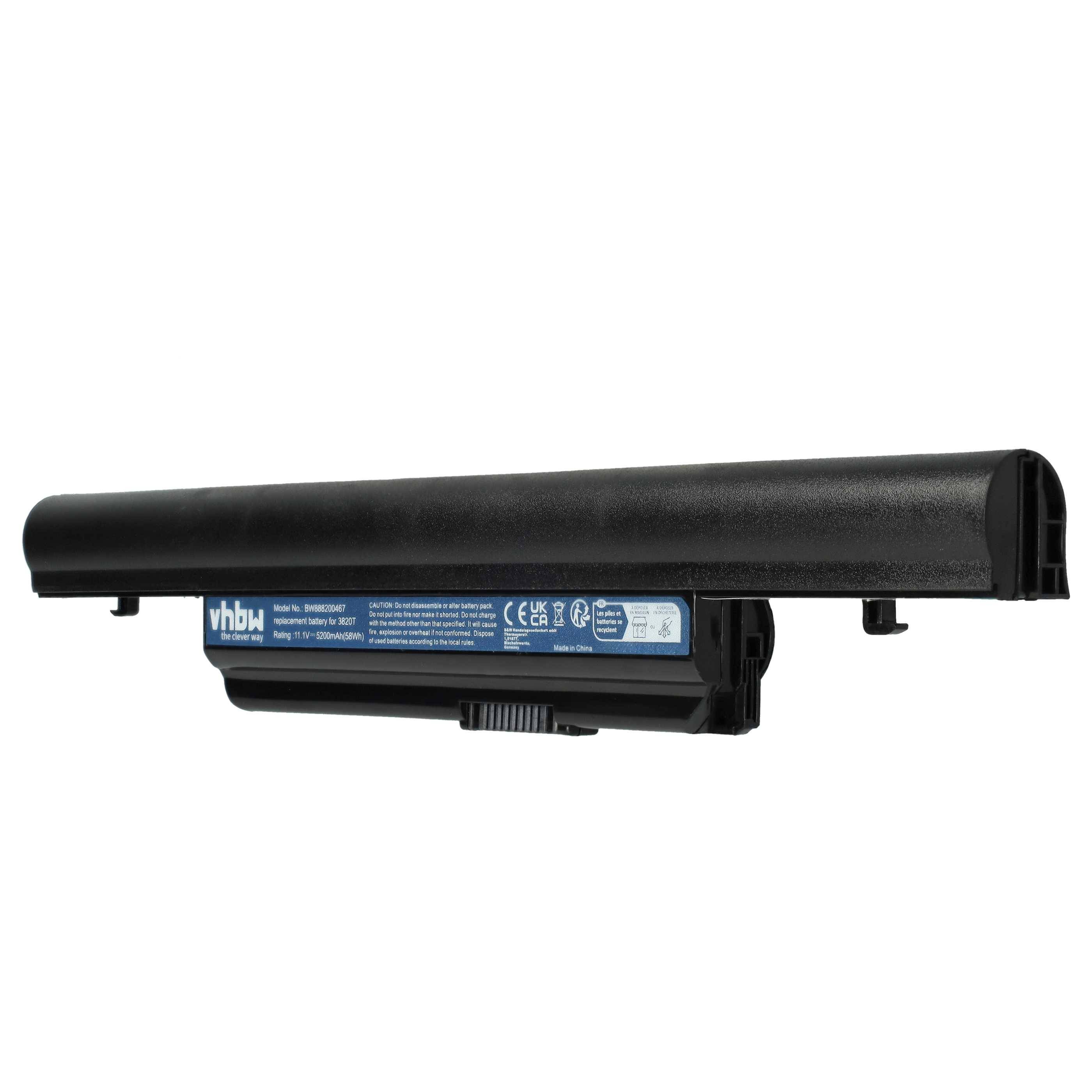vhbw Akku kompatibel mit Acer Aspire 5820T-524G16MN, 5820T-5452, 5820T-5900, 5820T-5951 Notebook (5200 mAh, 11,1 V, Li-Polymer)