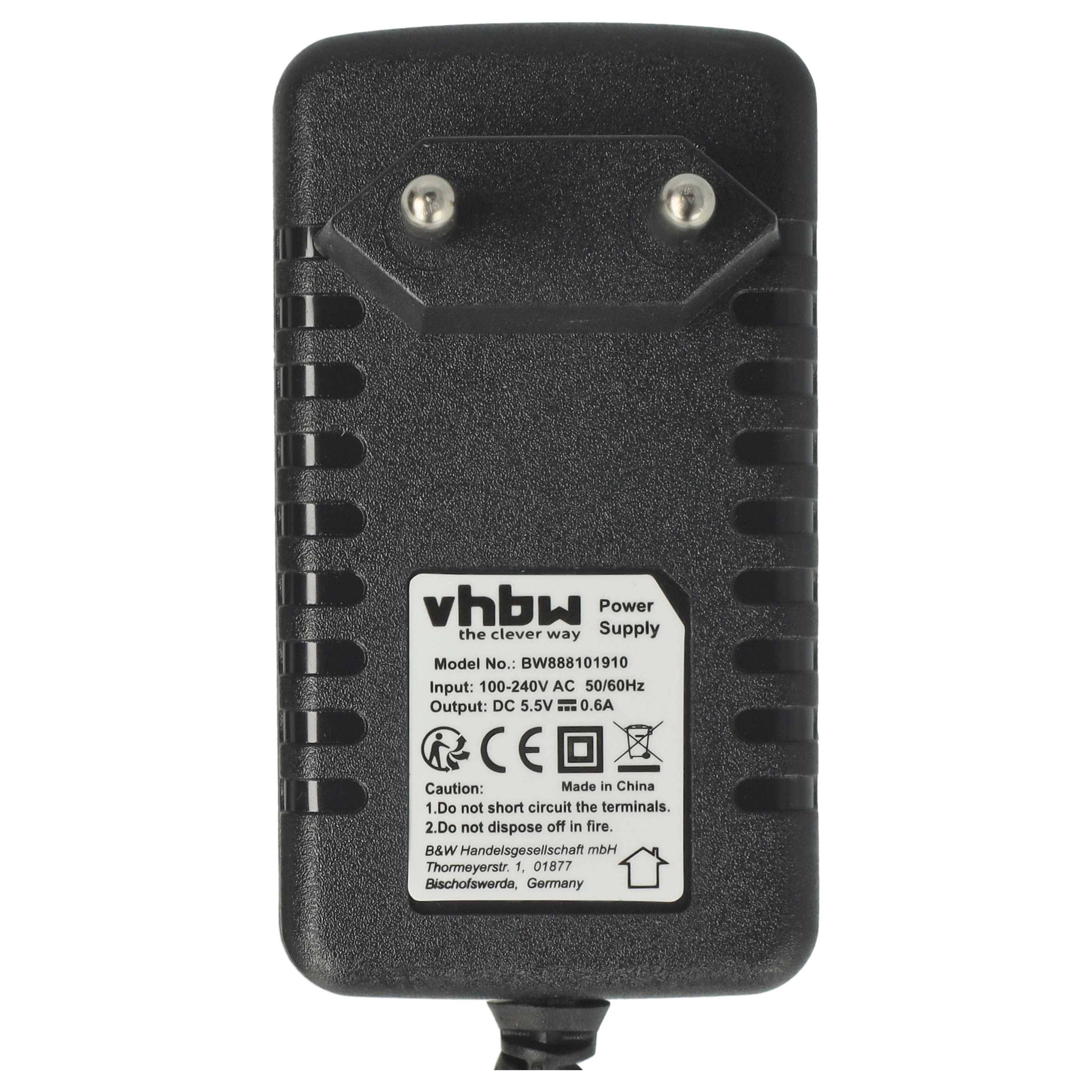 vhbw Ladegerät Ersatz für Kärcher DSC-3PFE-05 FEU, DSA-3PFE-05 FEU für Fenstersauger, Fensterreiniger - 5,5 V, 0,6A