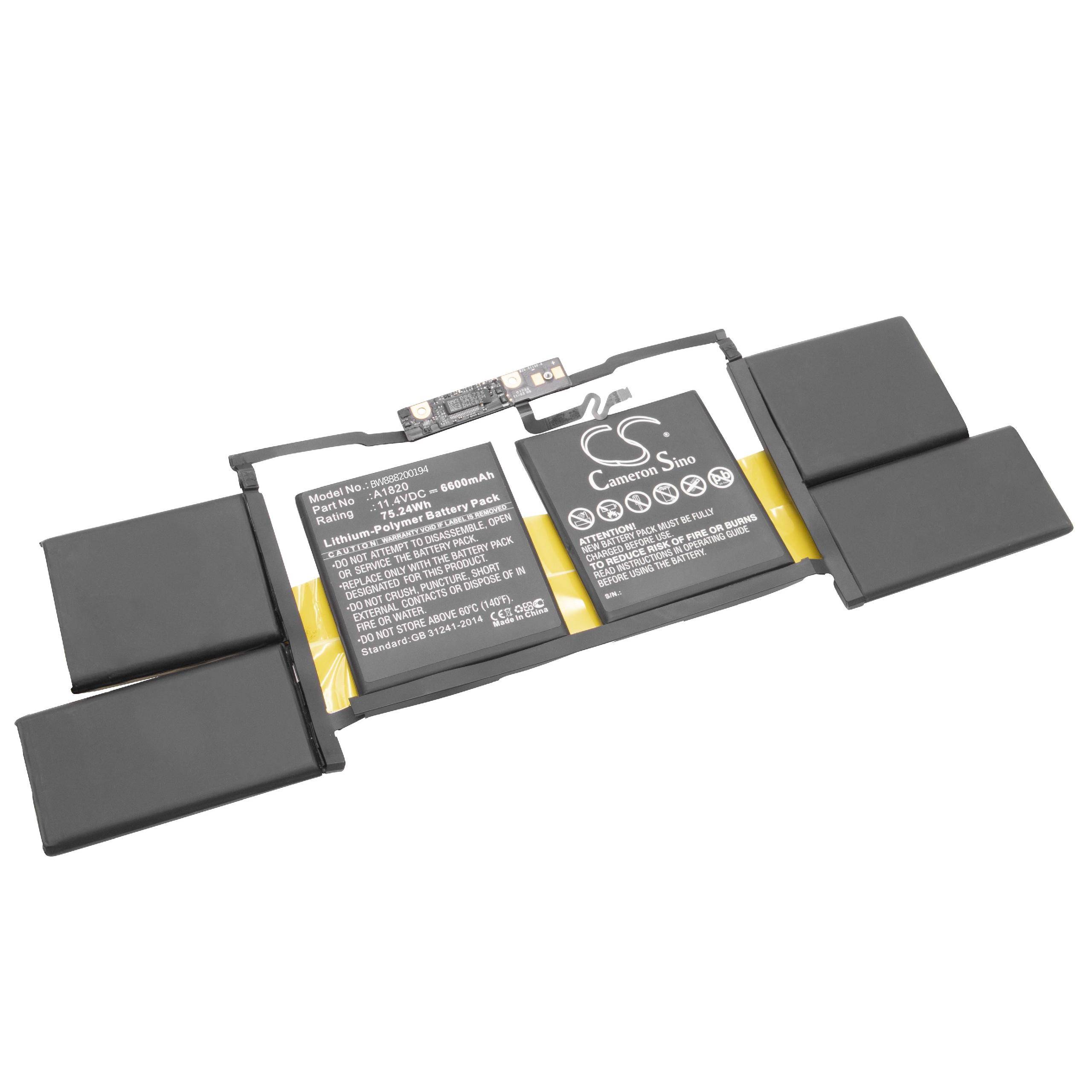 vhbw Akku kompatibel mit Apple MacBook Pro 15" 2017 Notebook (6600 mAh, 11,4 V, Li-Polymer)