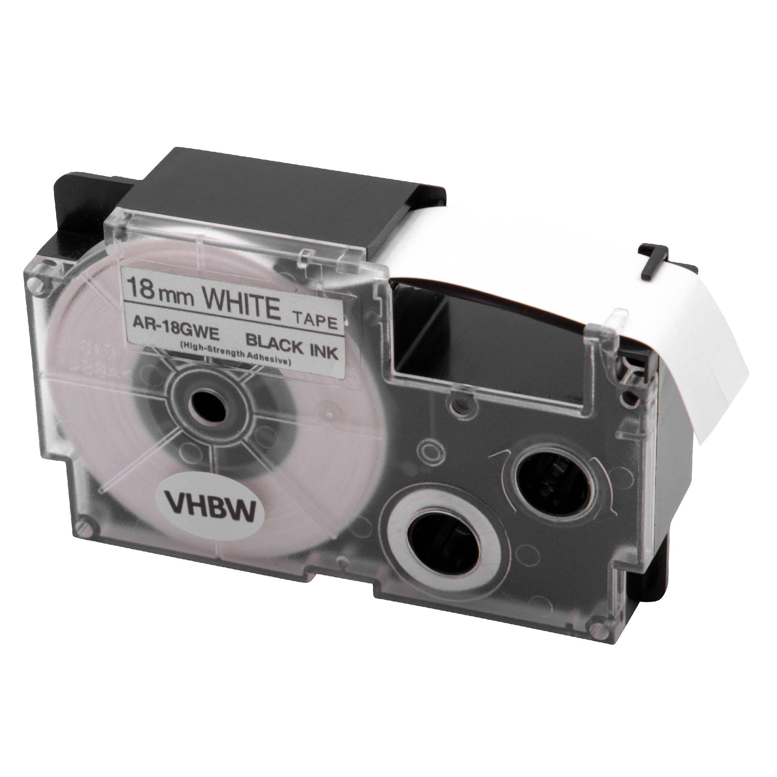 vhbw Schriftband-Kassette kompatibel mit Casio KL-C500, KL-8200, KL-8100, KL-820, KL-780, KL-G2 Etiketten-Drucker 5,5m x 18mm Schwarz auf Weiß