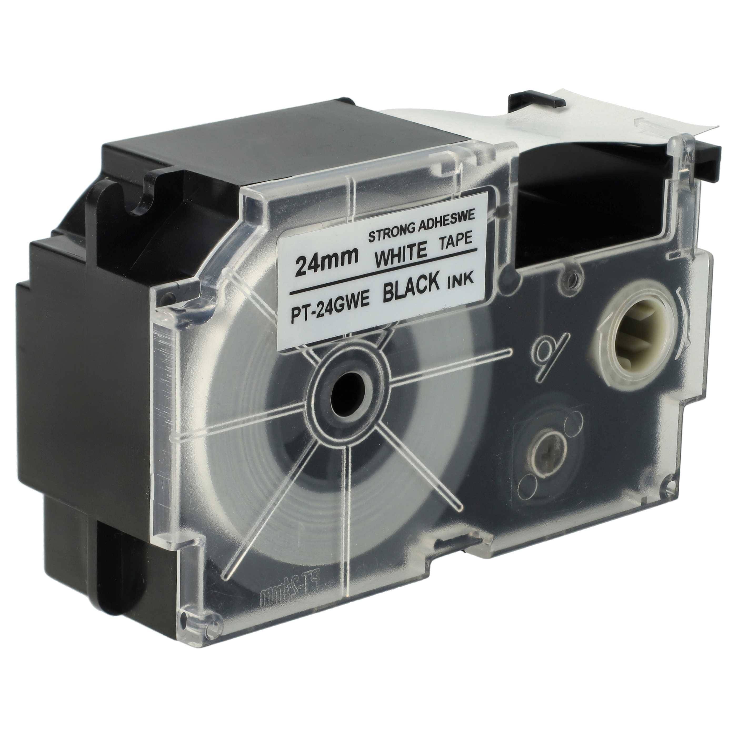 vhbw Schriftband Kassette schwarz auf weiß Ersatz für Casio XR-24GWE für Etiketten-Drucker 24mm