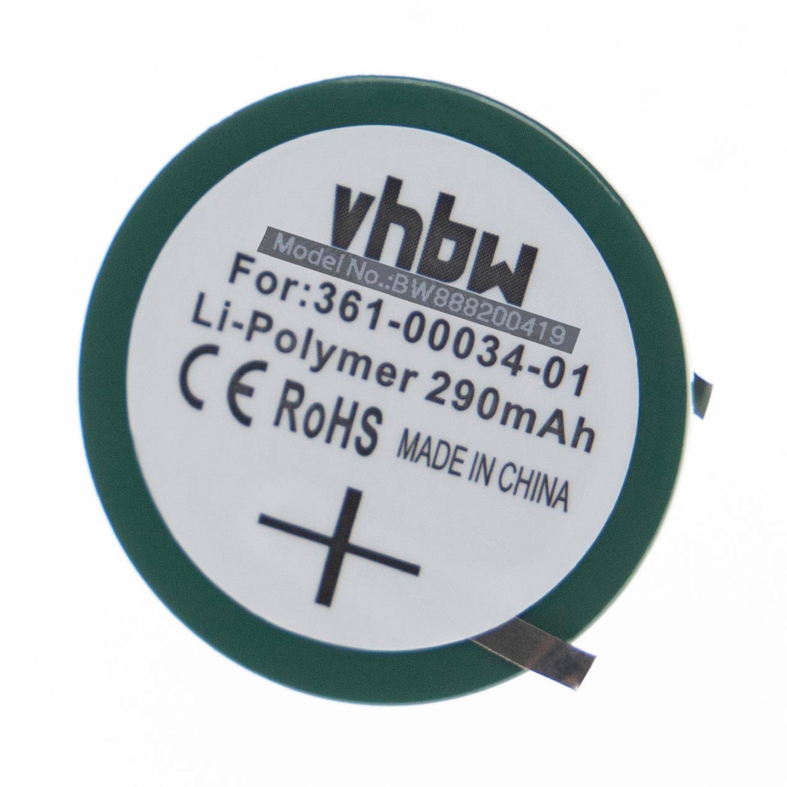 Rundzelle mit 'vhbw' Logo, Modellnummer 'BW888203419', 290mAh Li-Polymer, RoHS-zertifiziert, hergestellt in China.