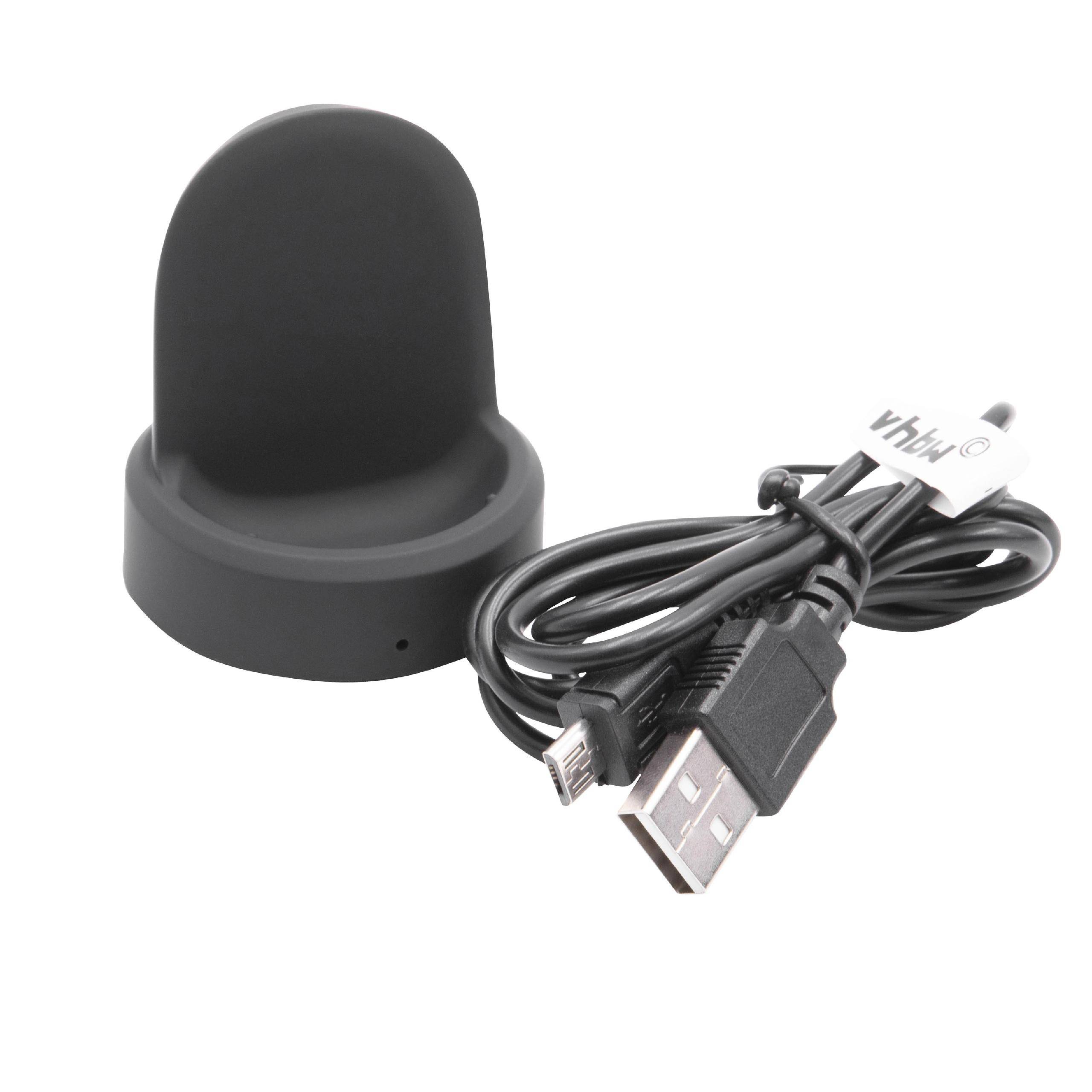 Schwarzer kabelloses USB-Adapter mit kleiner kuppelförmiger Basis und Spiralkabel, gezeigt mit USB-Stecker und Mini-Anschluss.