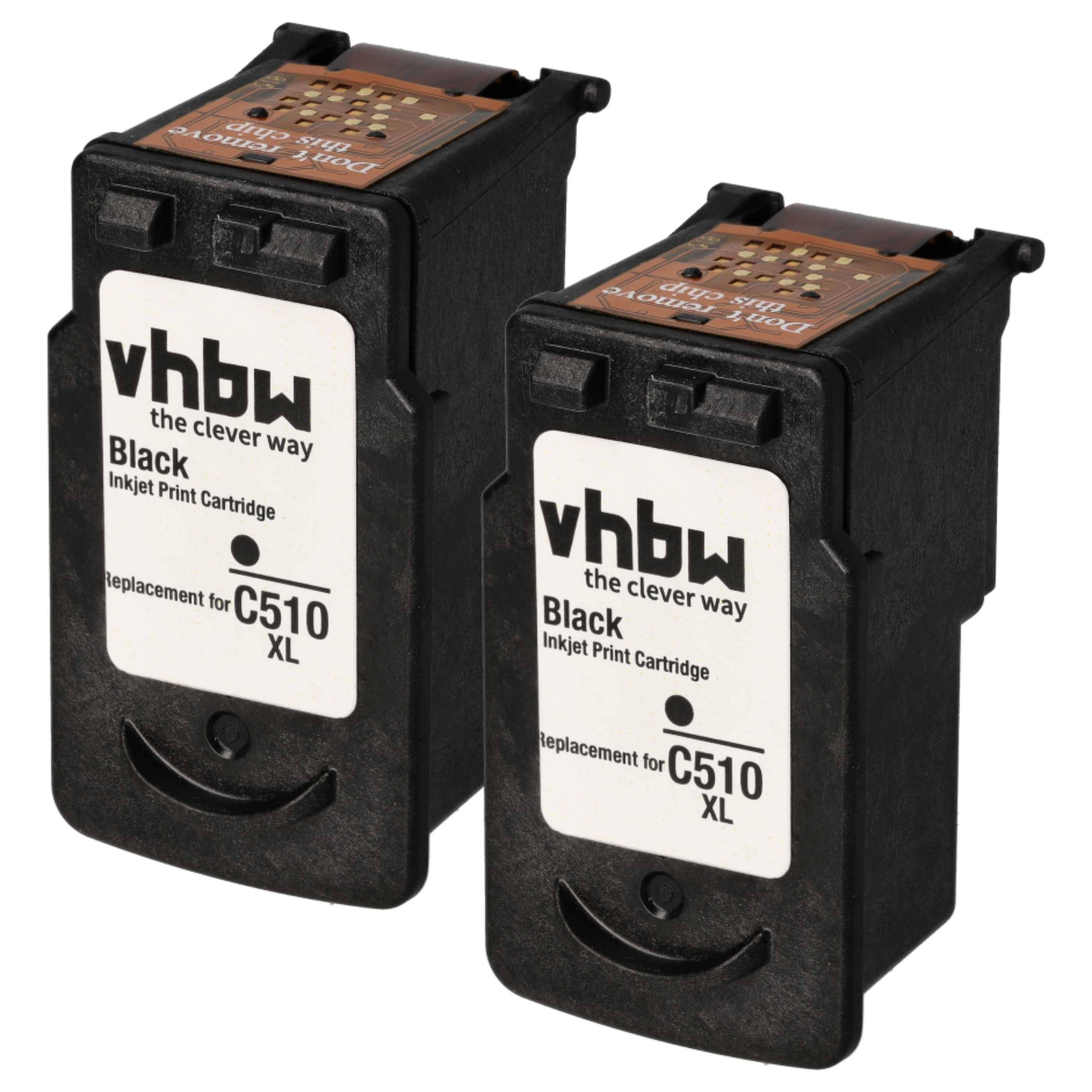 vhbw 2x Tintenpatronen kompatibel mit Canon Pixma MX350, MX410, MX420, MX360 Drucker - Schwarz (Wiederaufgefüllt)
