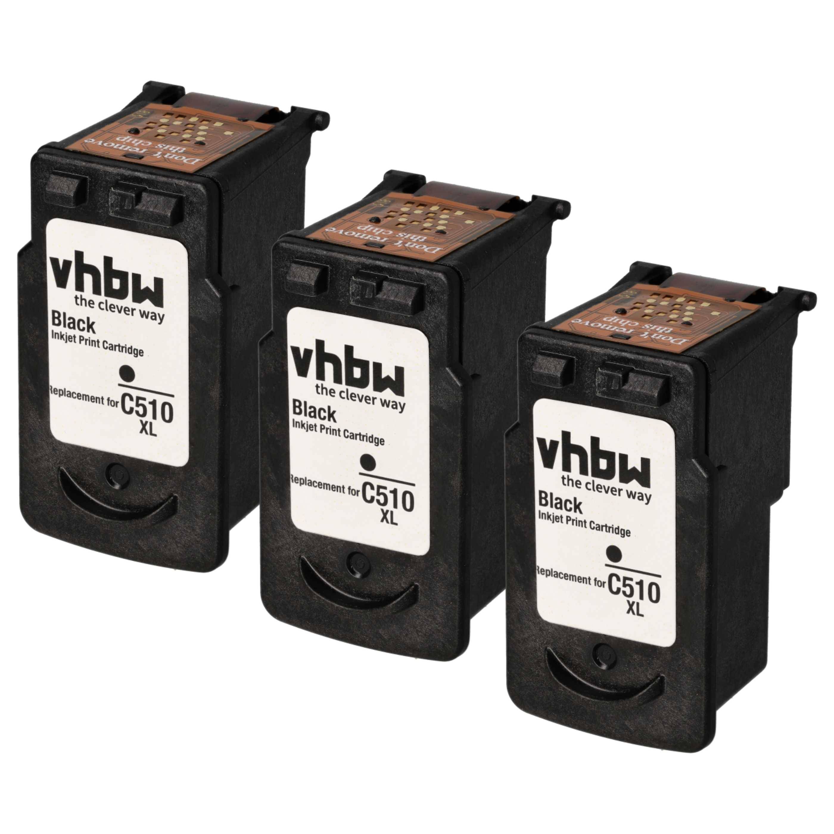 vhbw 3x Tintenpatronen kompatibel mit Canon Pixma MX350, MX410, MX420, MX360 Drucker - Schwarz (Wiederaufgefüllt)