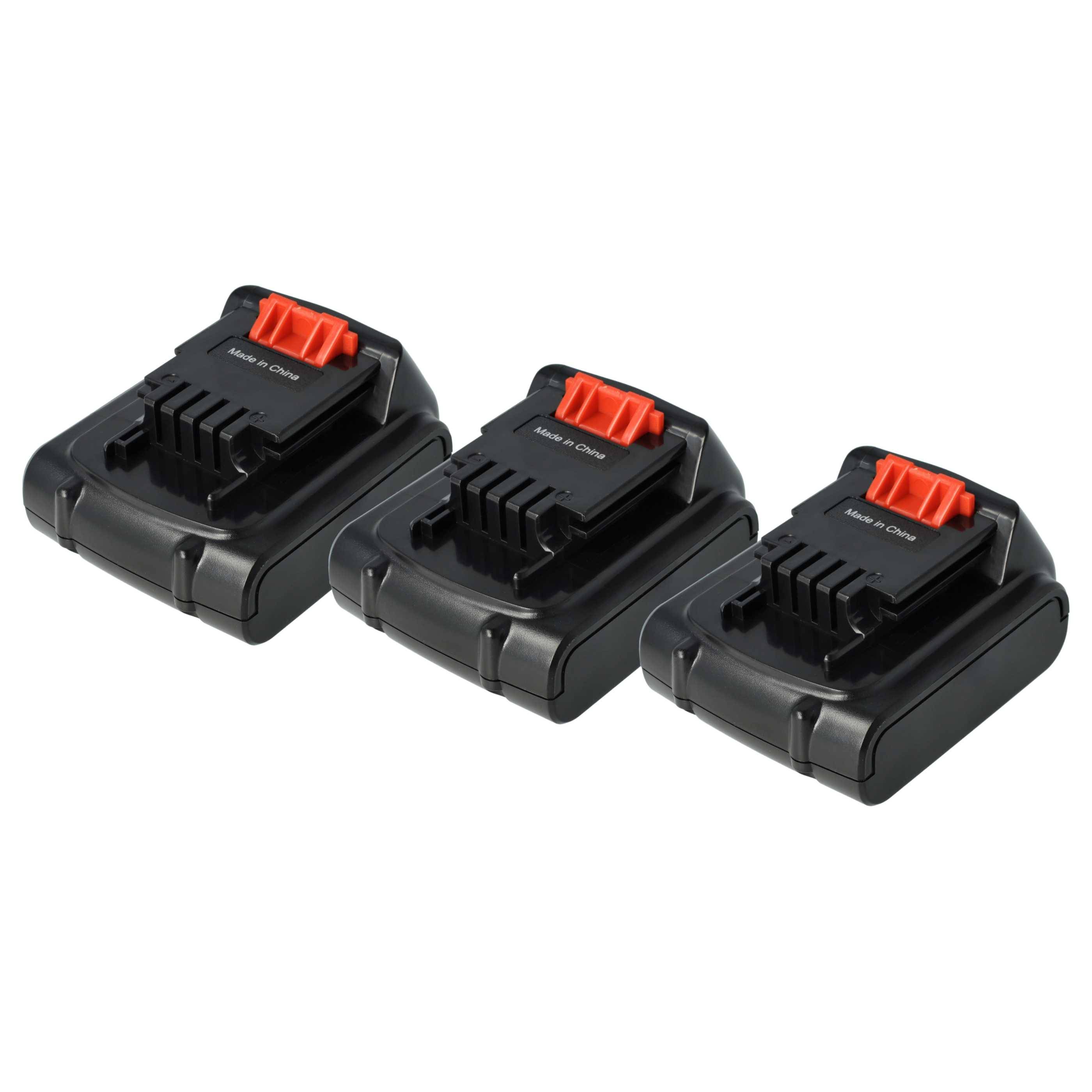 vhbw 3x Akku kompatibel mit Black & Decker LST220, MFL143K, MFL143KB, LDX120SB, LGC120, LMT16SB-2 Werkzeug (2000 mAh, Li-Ion, 14,4 V)