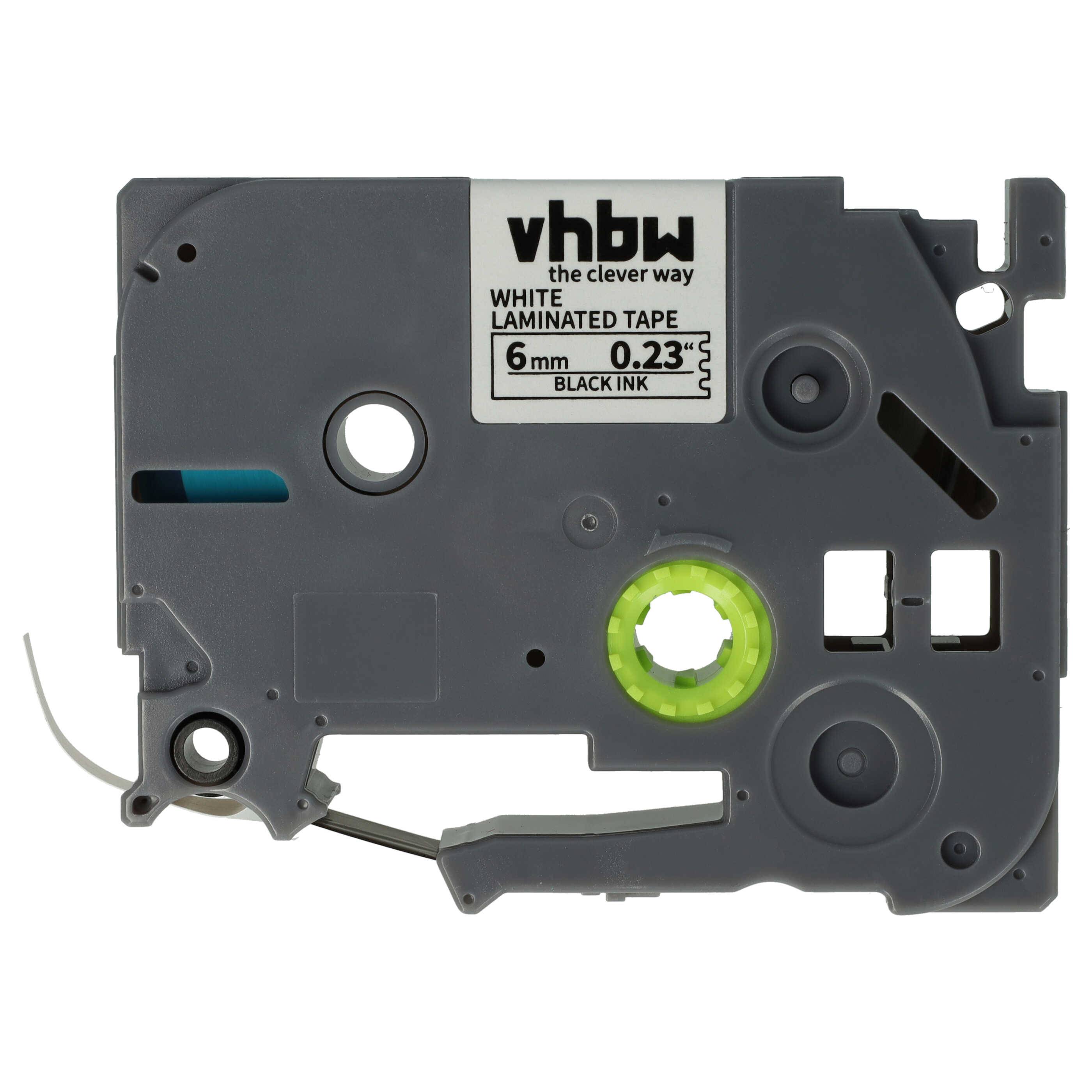 vhbw Schriftband-Kassette kompatibel mit Brother PT P700 Etiketten-Drucker 8m x 6mm Schwarz auf Weiß
