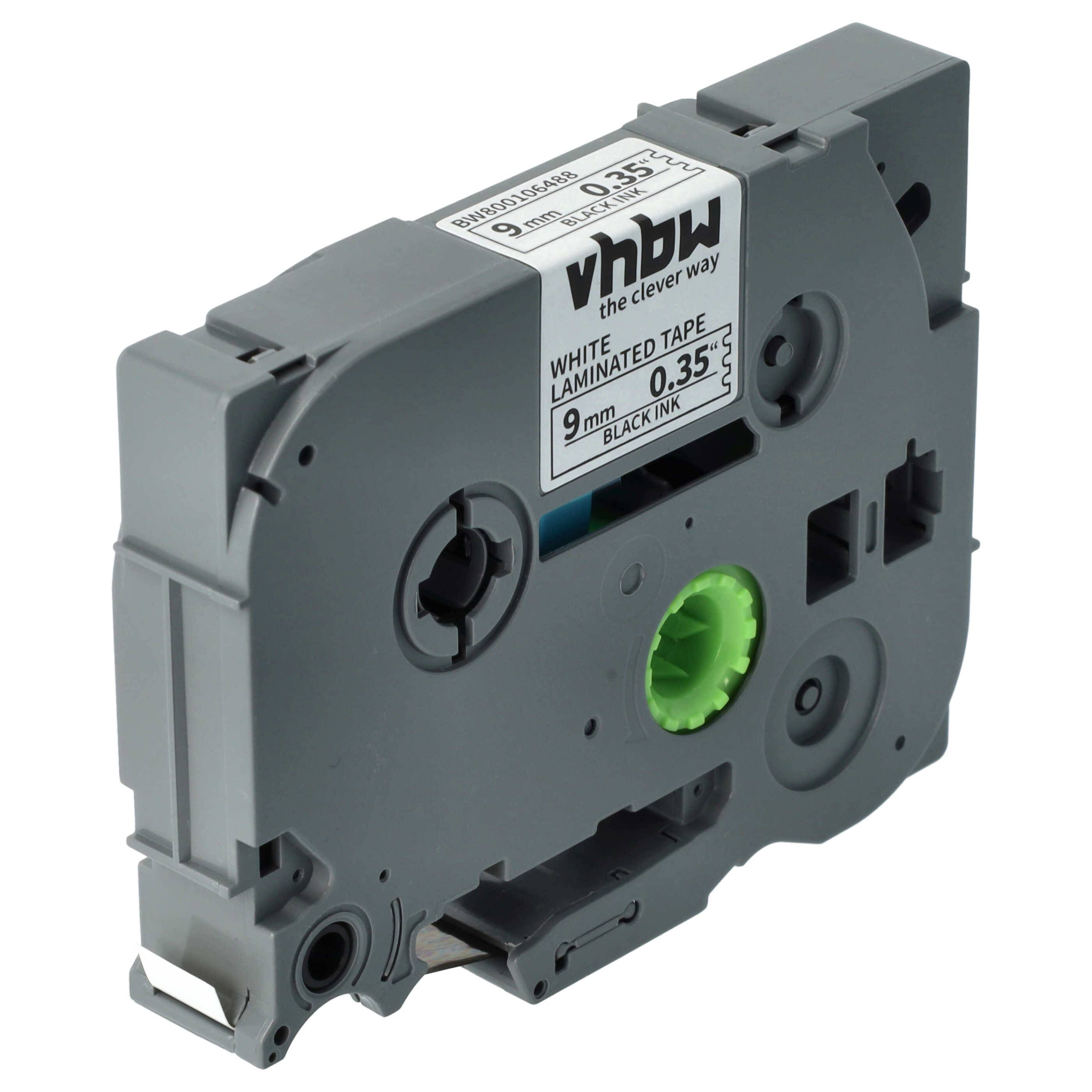 vhbw 3x Schriftband-Kassette kompatibel mit Brother PT D600, D600VP, D450, D450VP, H100LB, E100, E100VP Etiketten-Drucker 8m x 9mm Schwarz auf Weiß