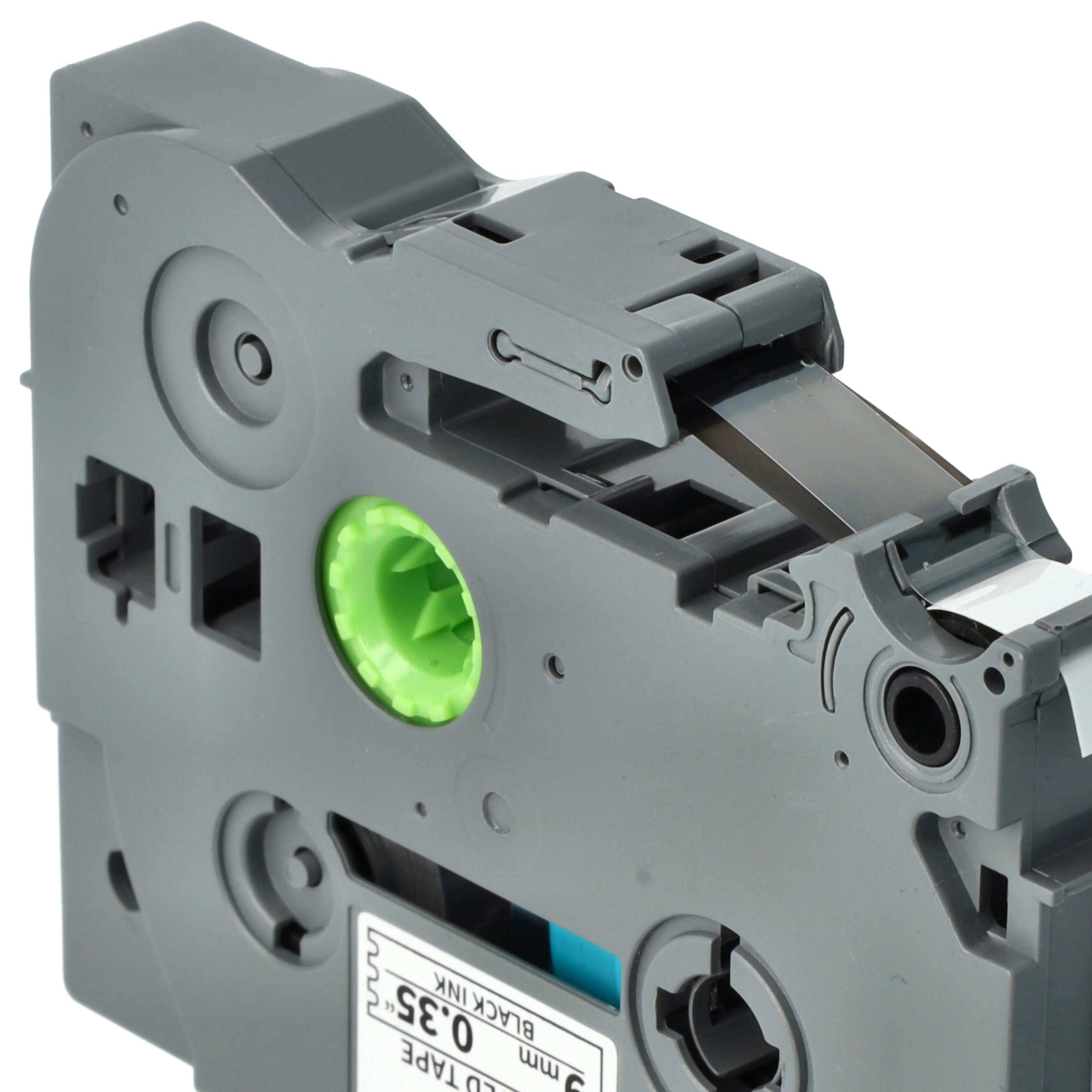 vhbw 10x Schriftband-Kassette kompatibel mit Brother PT 1280 | 1250, 1850, 2000-Serie, 1800, 1750, 1290 Etiketten-Drucker 8m x 9mm Schwarz auf Weiß