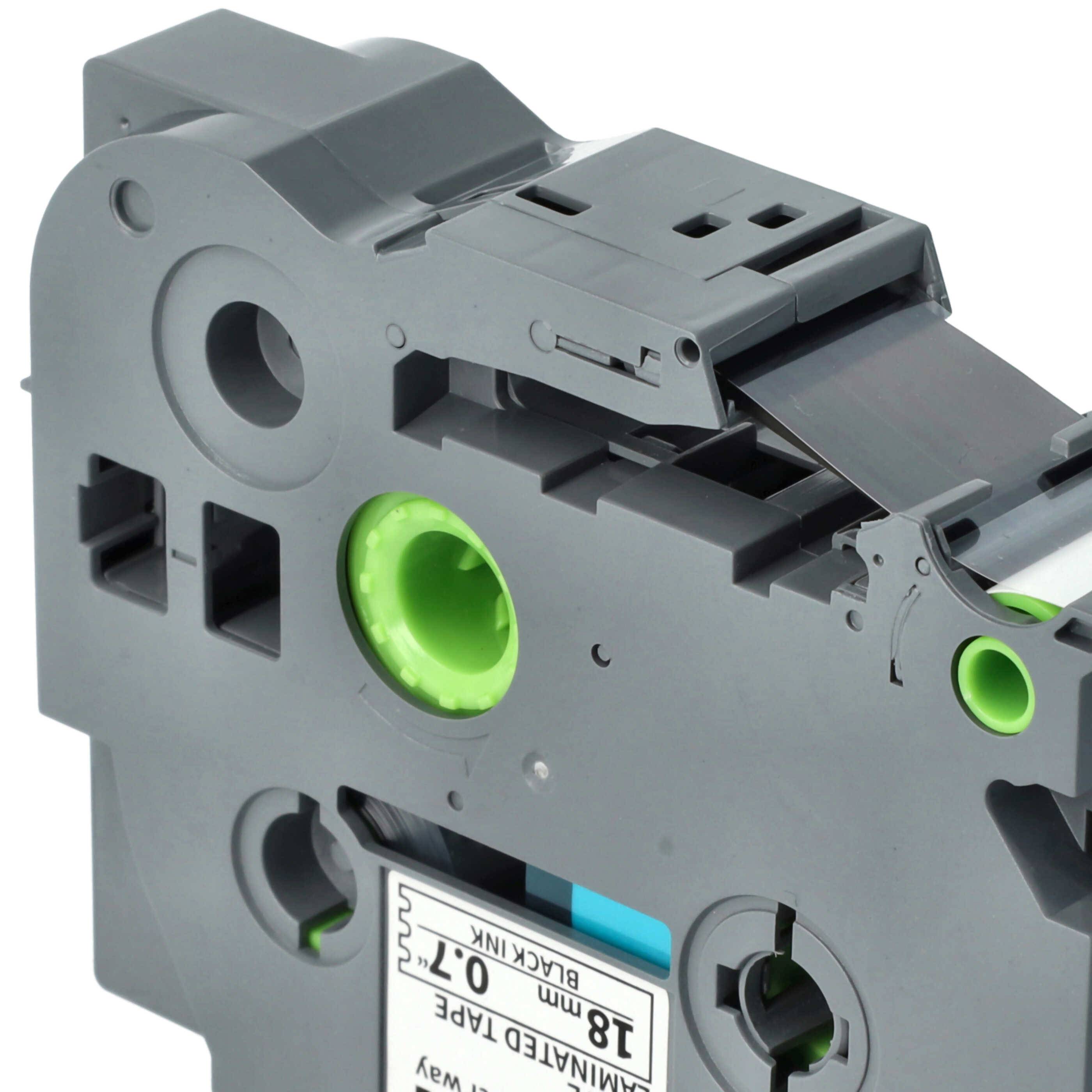 vhbw 10x Schriftband-Kassette kompatibel mit Brother PT 2400 E, 2450, 2400, 2420 PC, 2430 PC, 2450 CC Etiketten-Drucker 8m x 18mm Schwarz auf Weiß