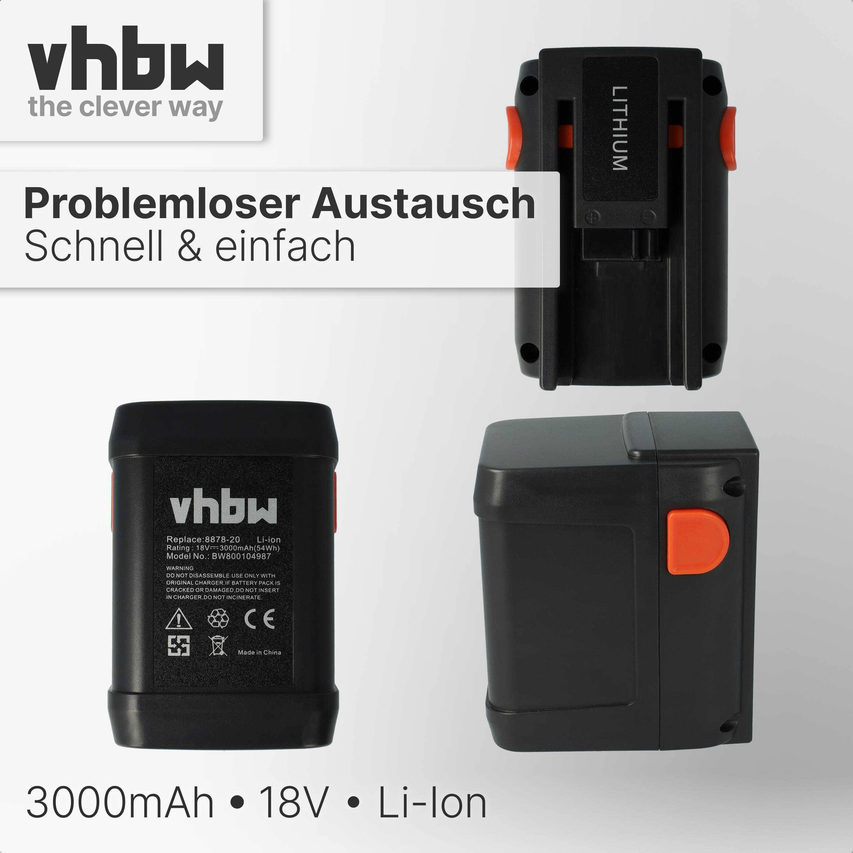 vhbw Akku Ersatz für Gardena 8839-U, 8878-20, 4078500887809 für Grasschere, Strauchschere (3000mAh 18V Li-Ion)