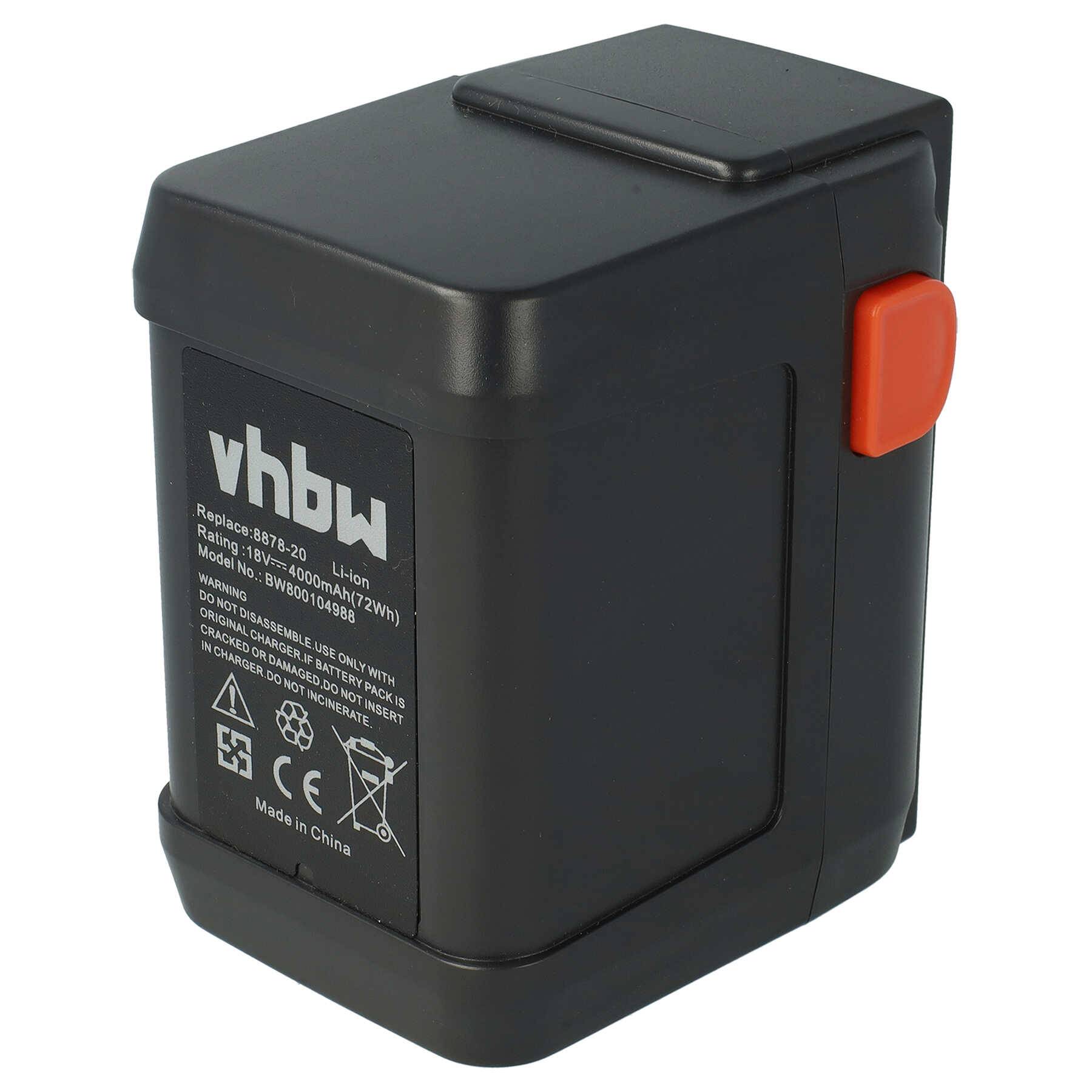 vhbw Akku kompatibel mit Gardena HighCut 48-Li (8882-20) Grasschere, Strauchschere (4000mAh 18V Li-Ion) - Ersatz für 8839, 8835-00.701.00, 8835-20