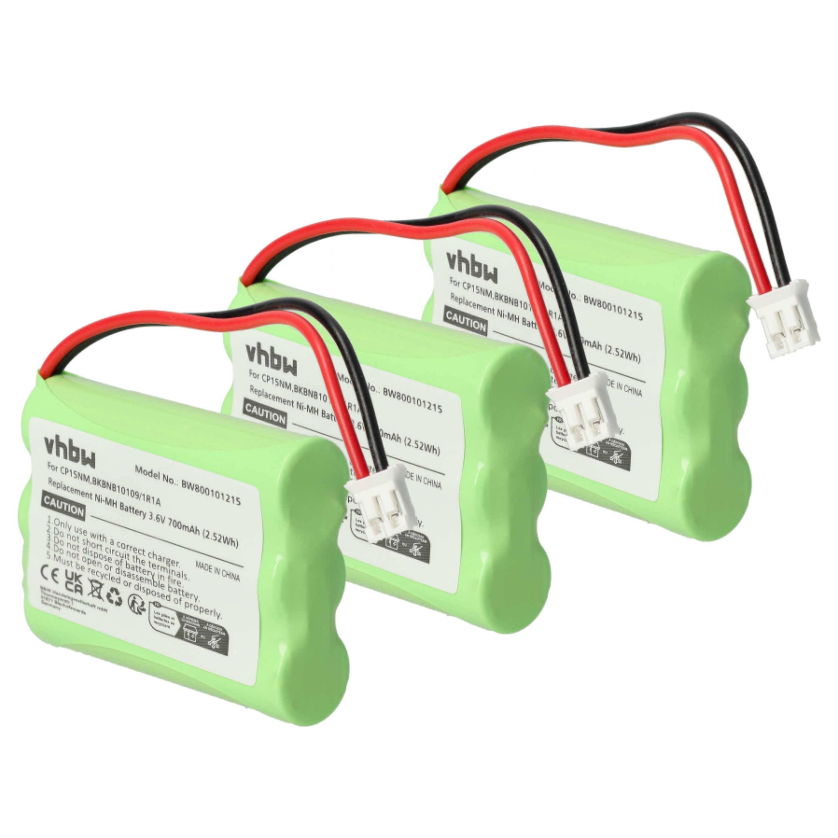 vhbw 3x Akku kompatibel mit Aastra Ericsson DT292 | schnurlos Festnetz Telefon (700 mAh, 3,6 V, NiMH)