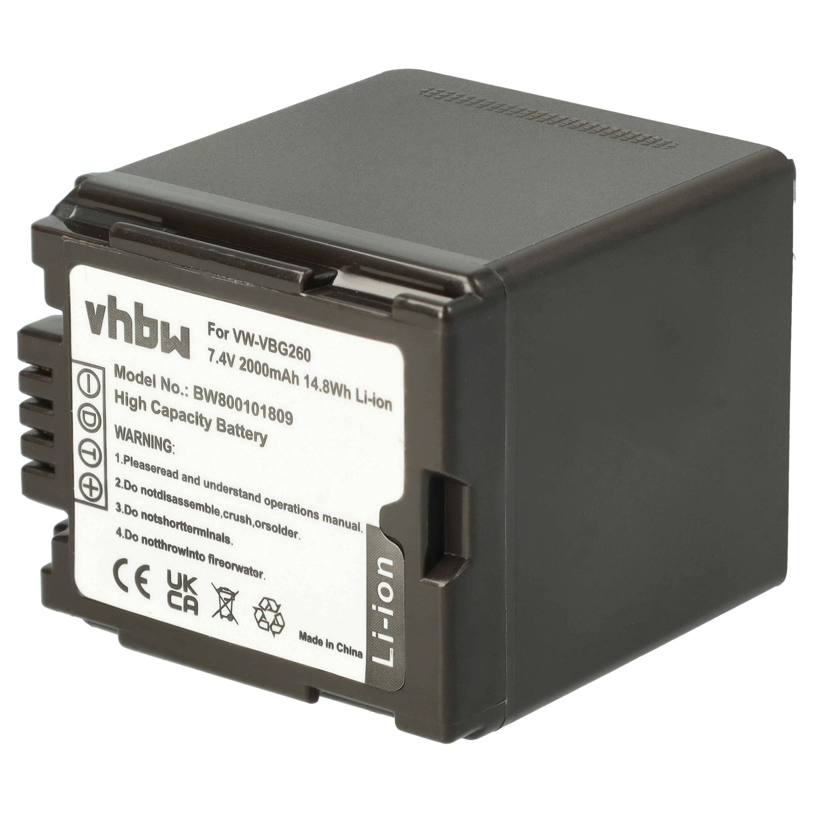 vhbw 1x Akku kompatibel mit Panasonic HDC-TM700, NV-GS320, NV-GS330 Videokamera Camcorder (2000 mAh, 7,2 V, Li-Ion) + Infochip