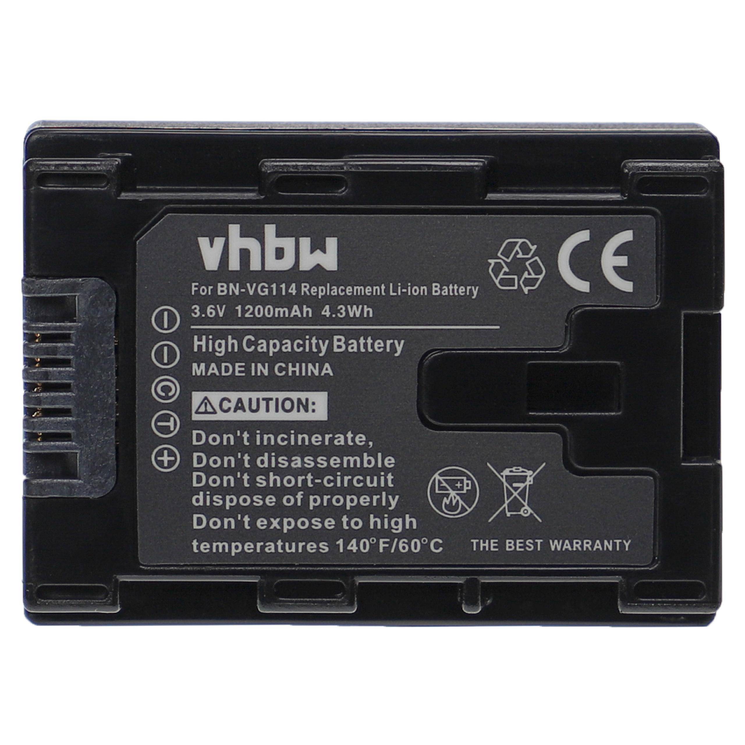 vhbw Akku kompatibel mit JVC GZ-MS250BU, GZ-MS250BUC, GZ-MS250BEU Videokamera Camcorder (1200 mAh, 3,6 V, Li-Ion) + Infochip