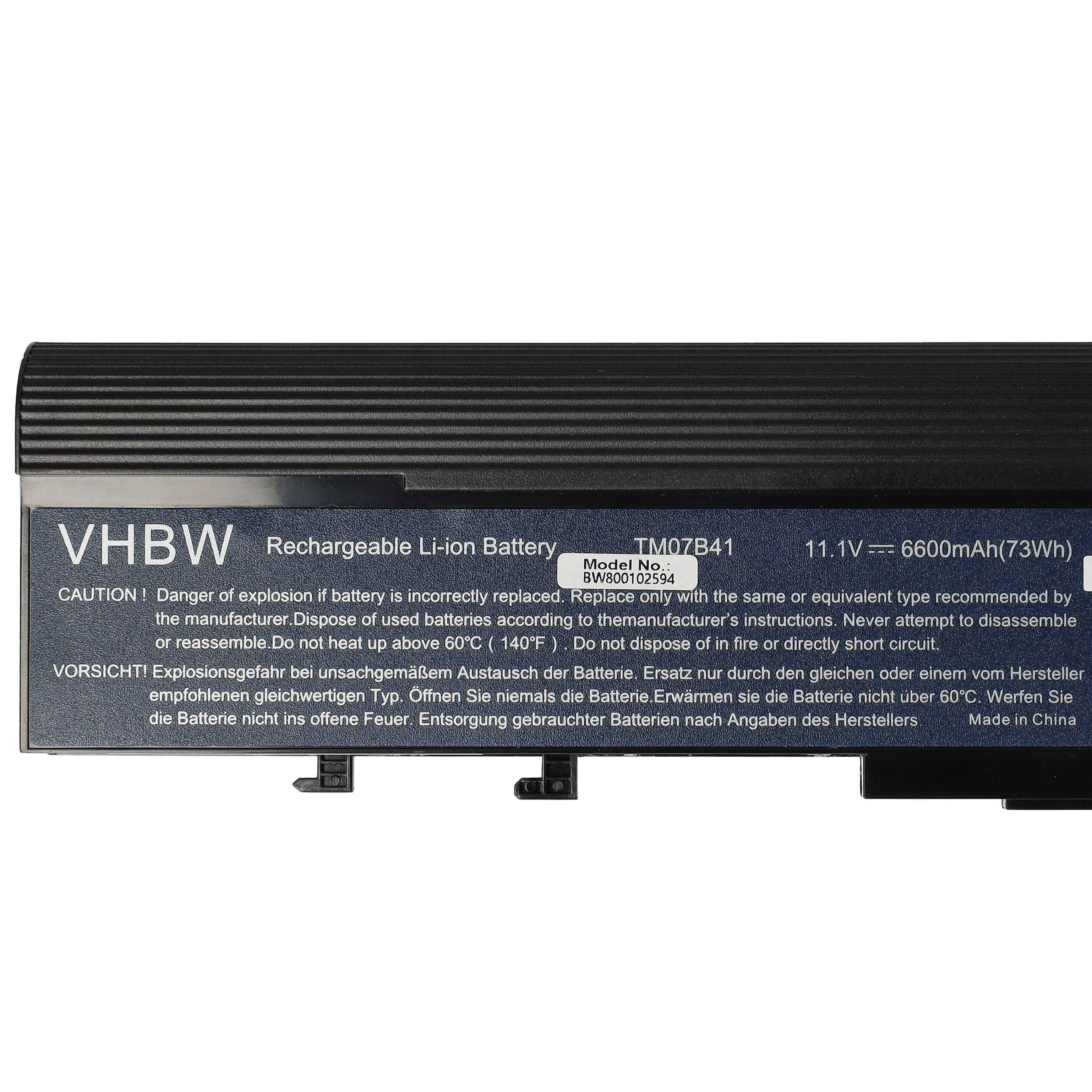 vhbw Akku kompatibel mit Acer Travelmate 3302, 3284, 3290, 3280, 3300, 4720, 6231, 4320, 4520 Notebook (6600 mAh, 11,1 V, Li-Ion)