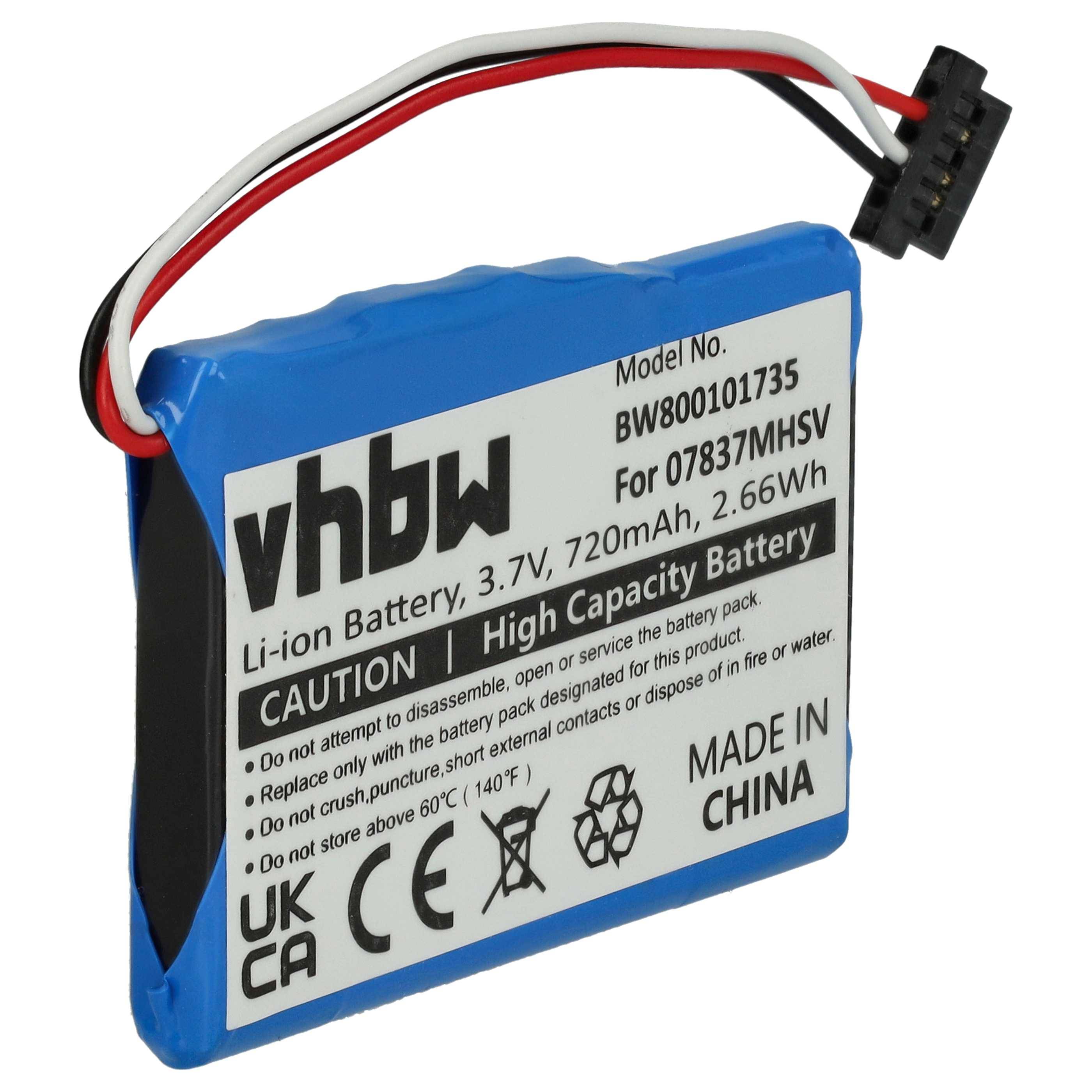 vhbw Akku kompatibel mit Becker Ready 50 Lmu Plus, 50 Ice, 50 LMU GPS Navigation Navi (720 mAh, 3,7 V, Li-Ion)