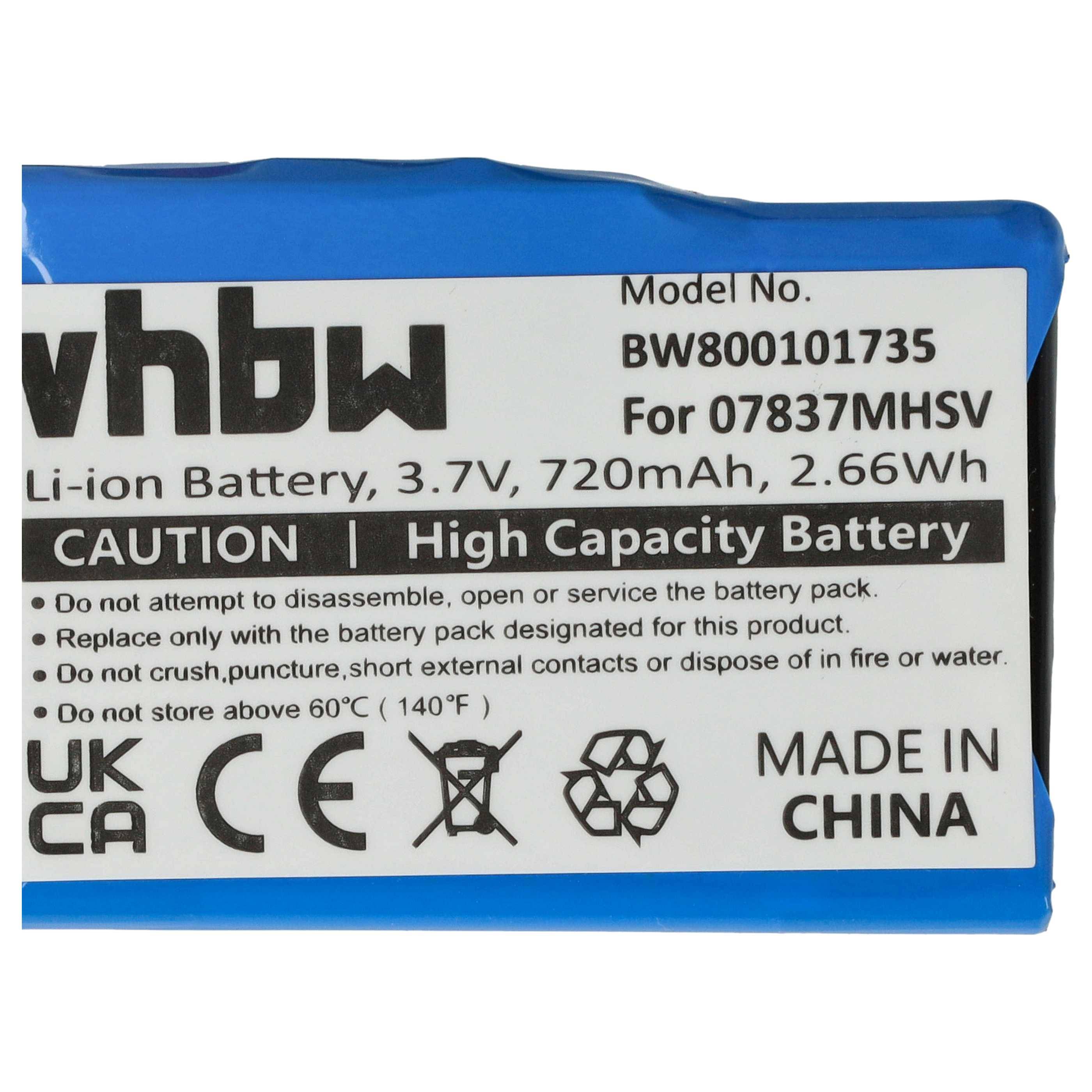 vhbw Akku kompatibel mit Becker Ready 50 Lmu Plus, 50 Ice, 50 LMU GPS Navigation Navi (720 mAh, 3,7 V, Li-Ion)